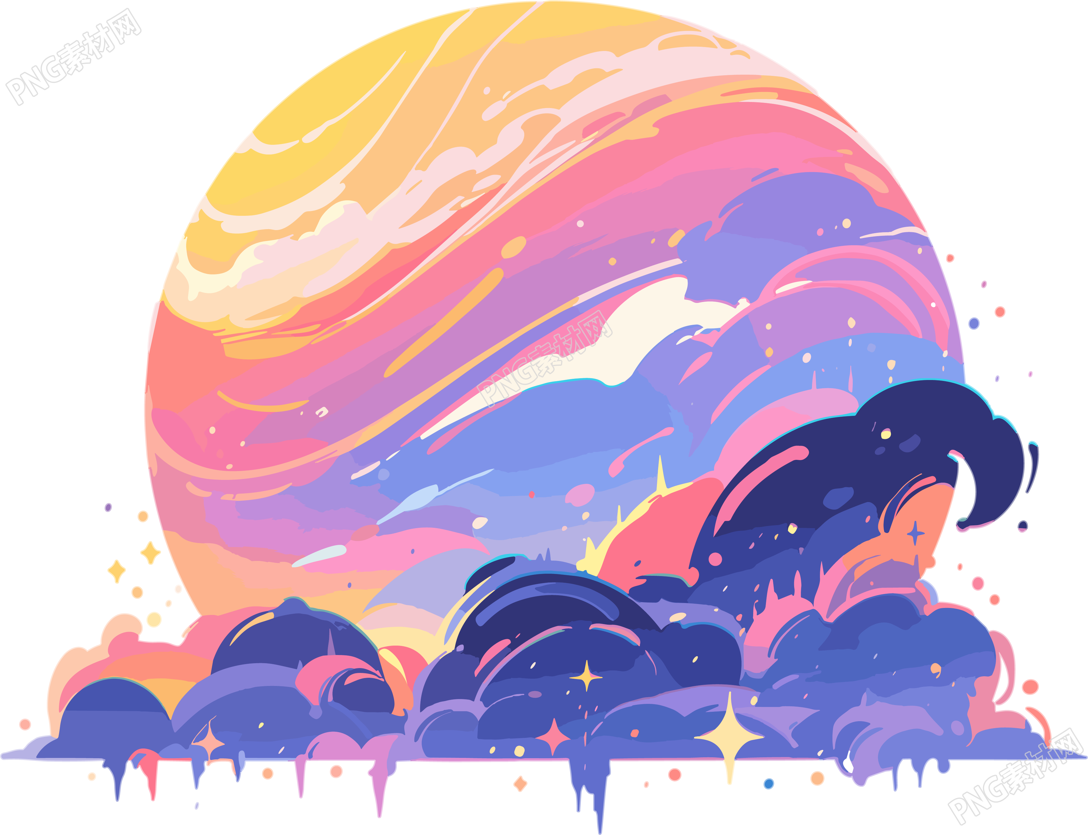 鲜明的外星行星商用插画
