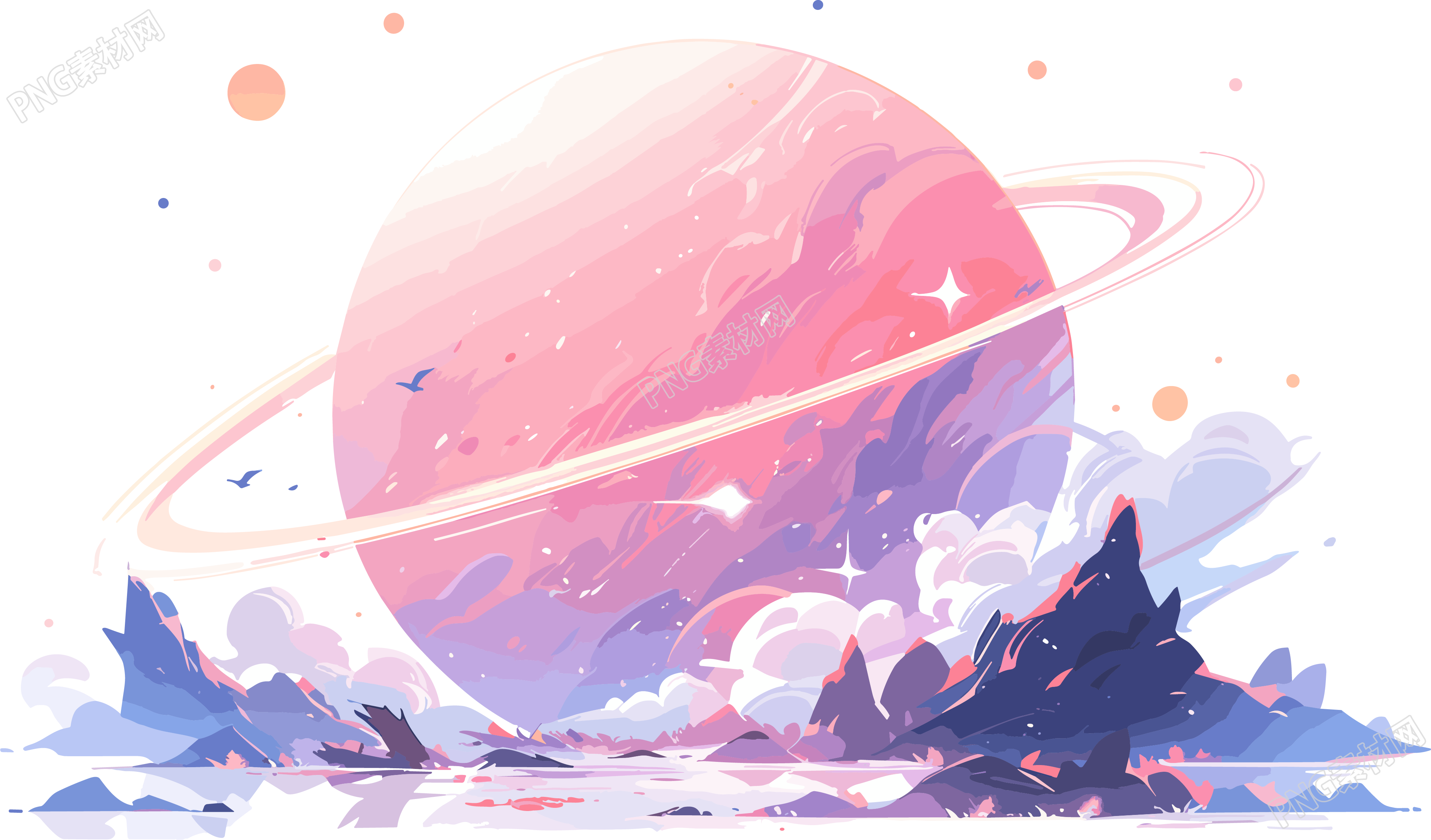 2D简约插画明亮的外星球素材