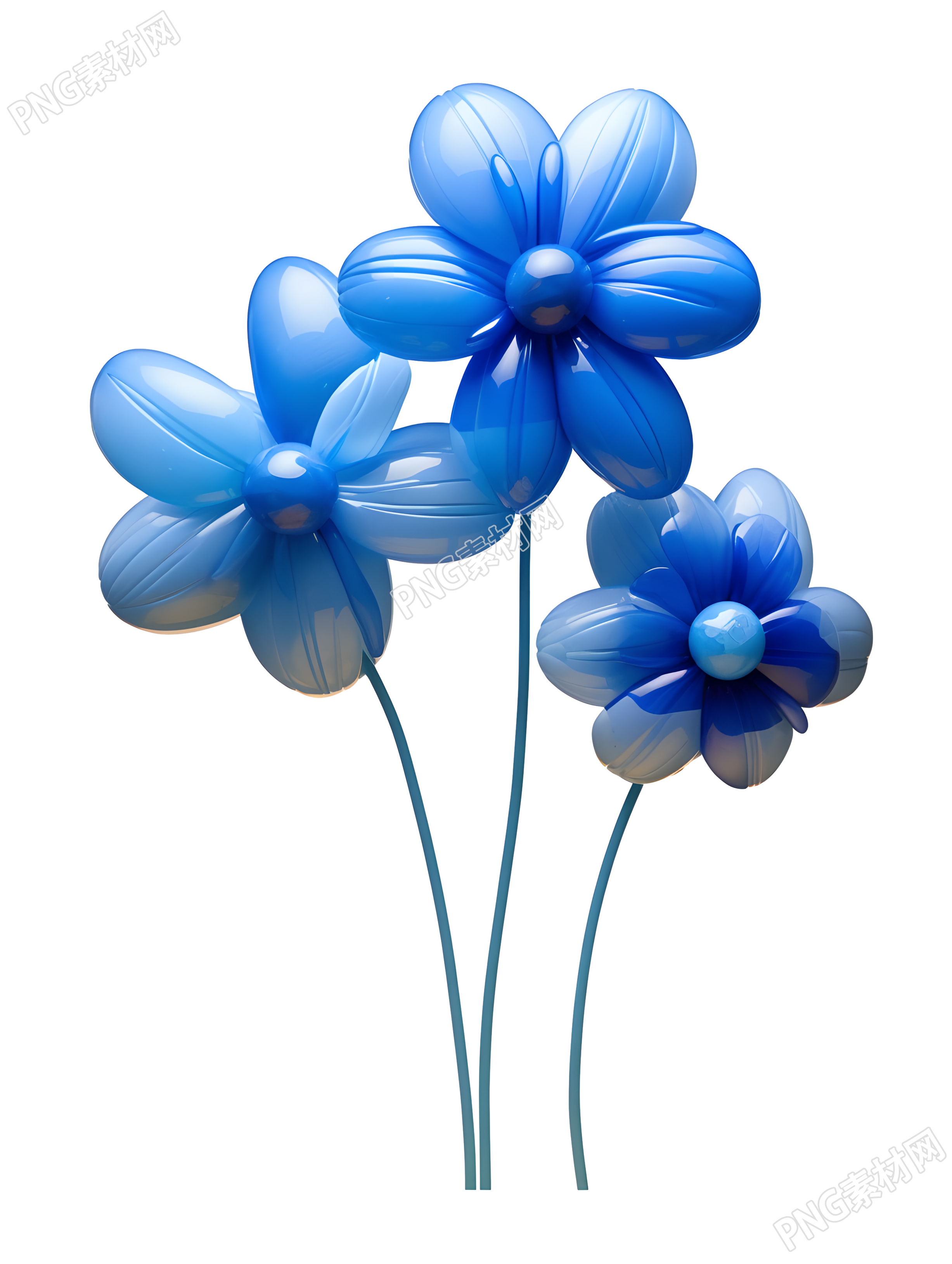 商业设计蓝色气球花PNG插画