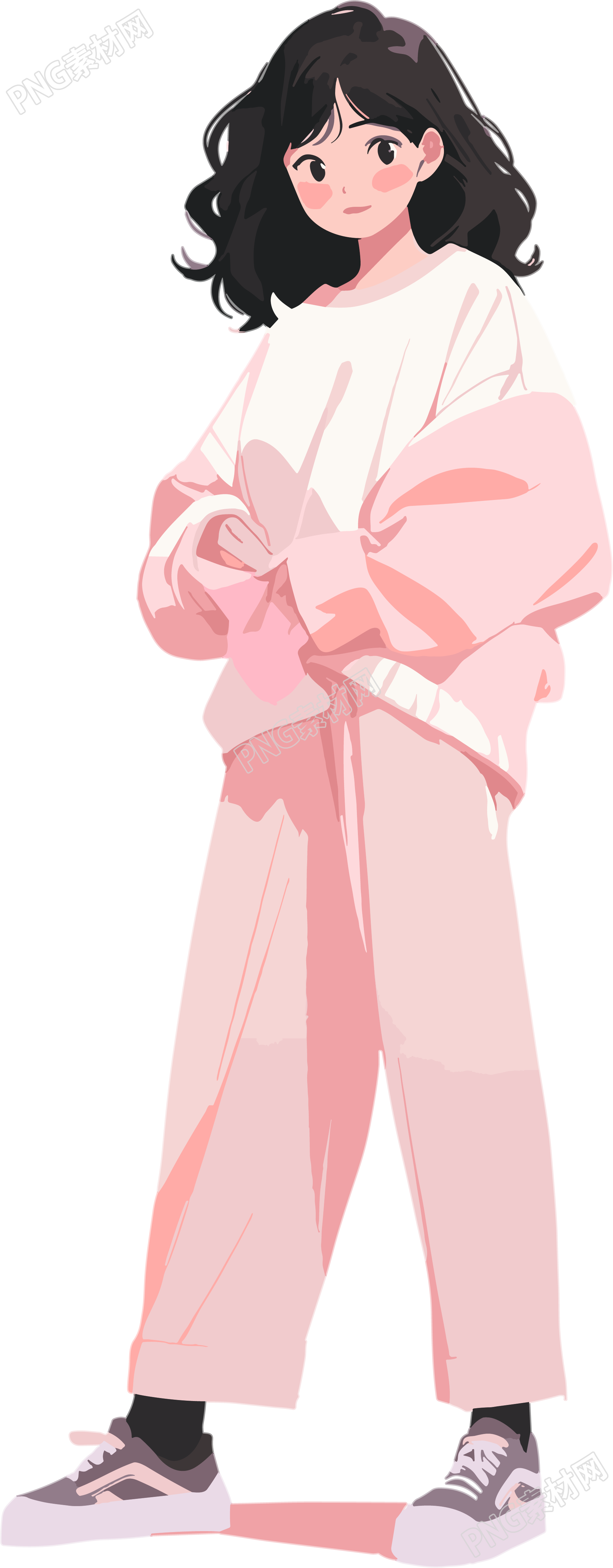 粉嫩冬季套装的女生PNG图形素材