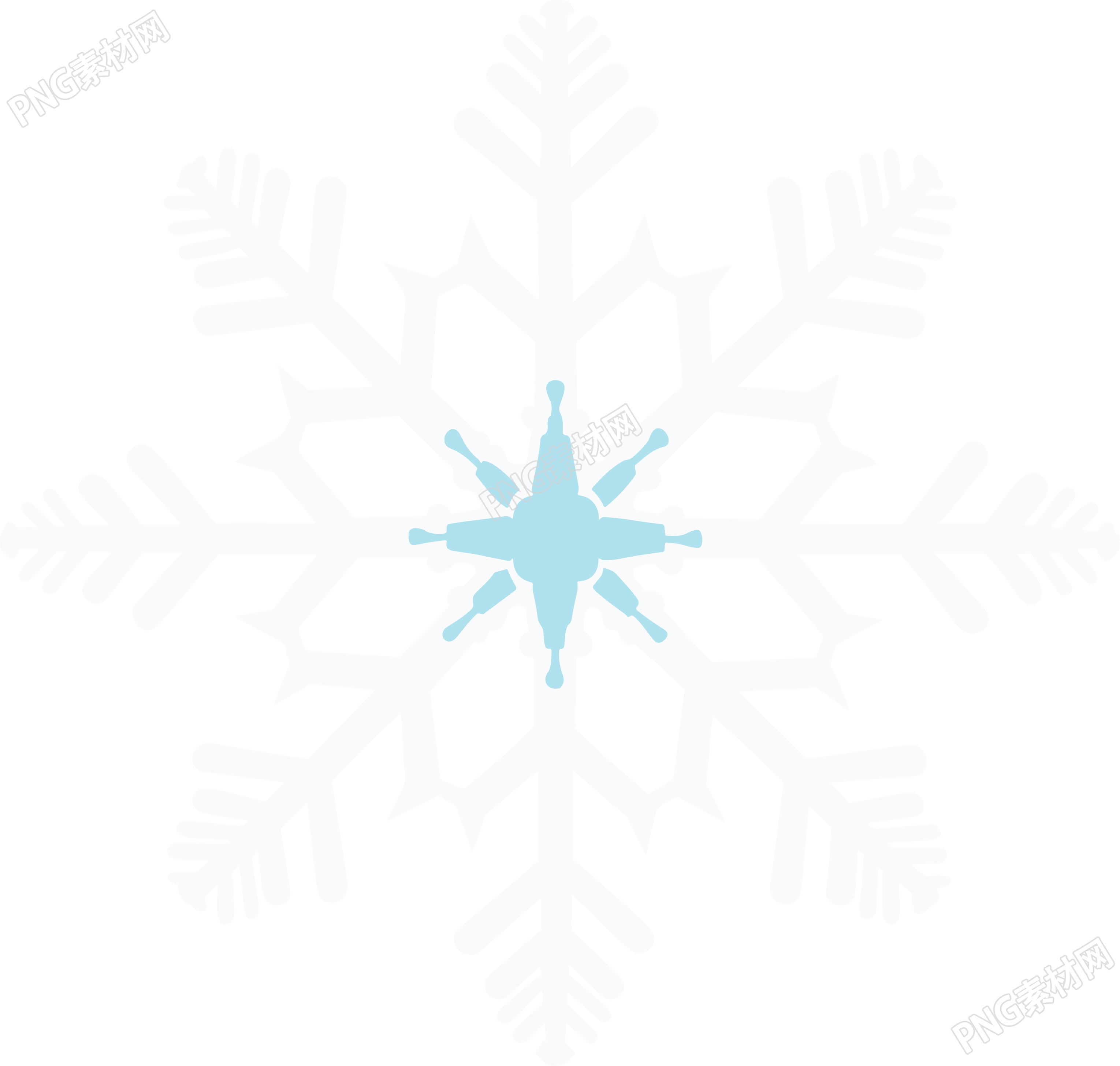 手绘雪花扁平插画