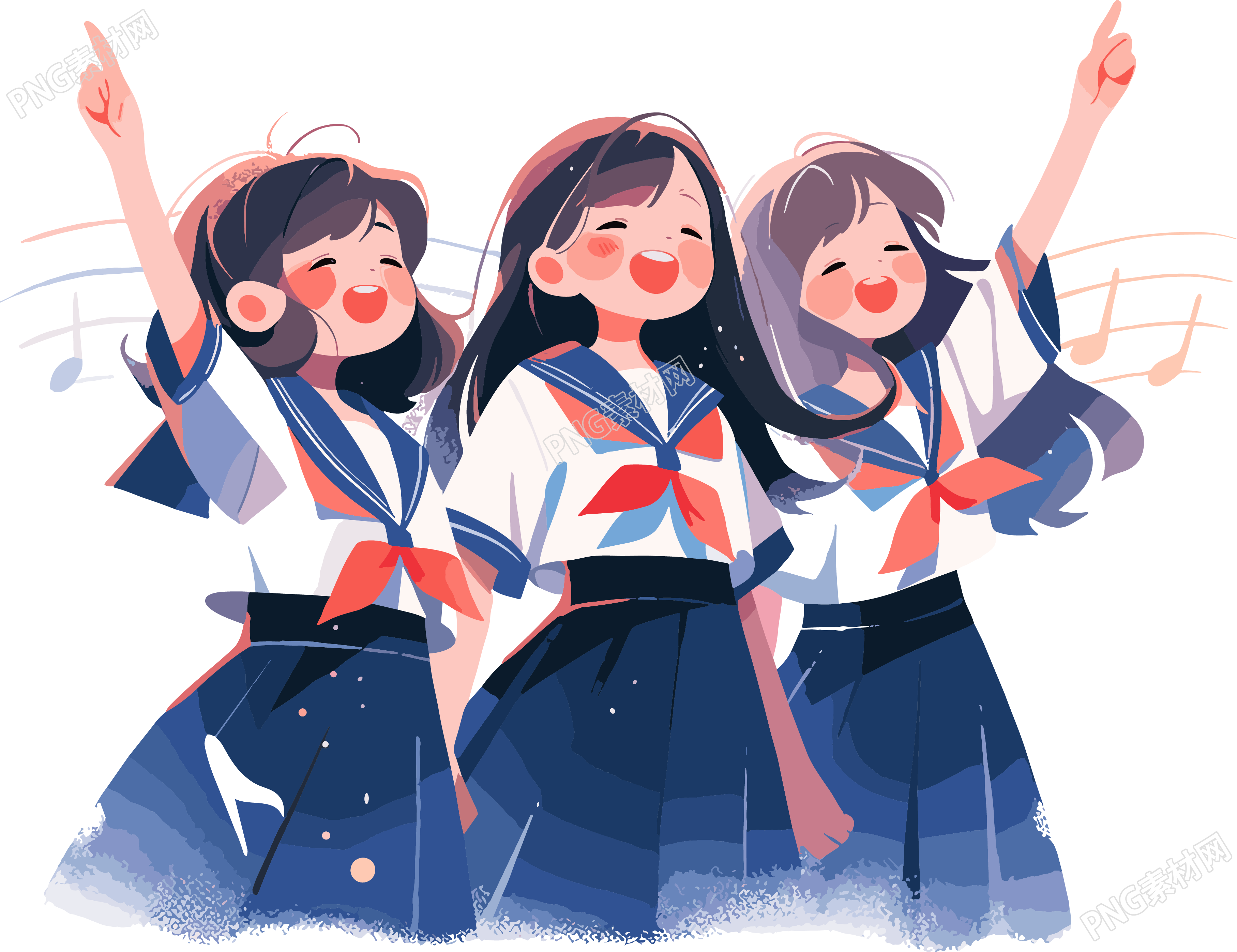 明亮背景的合唱女生插画设计