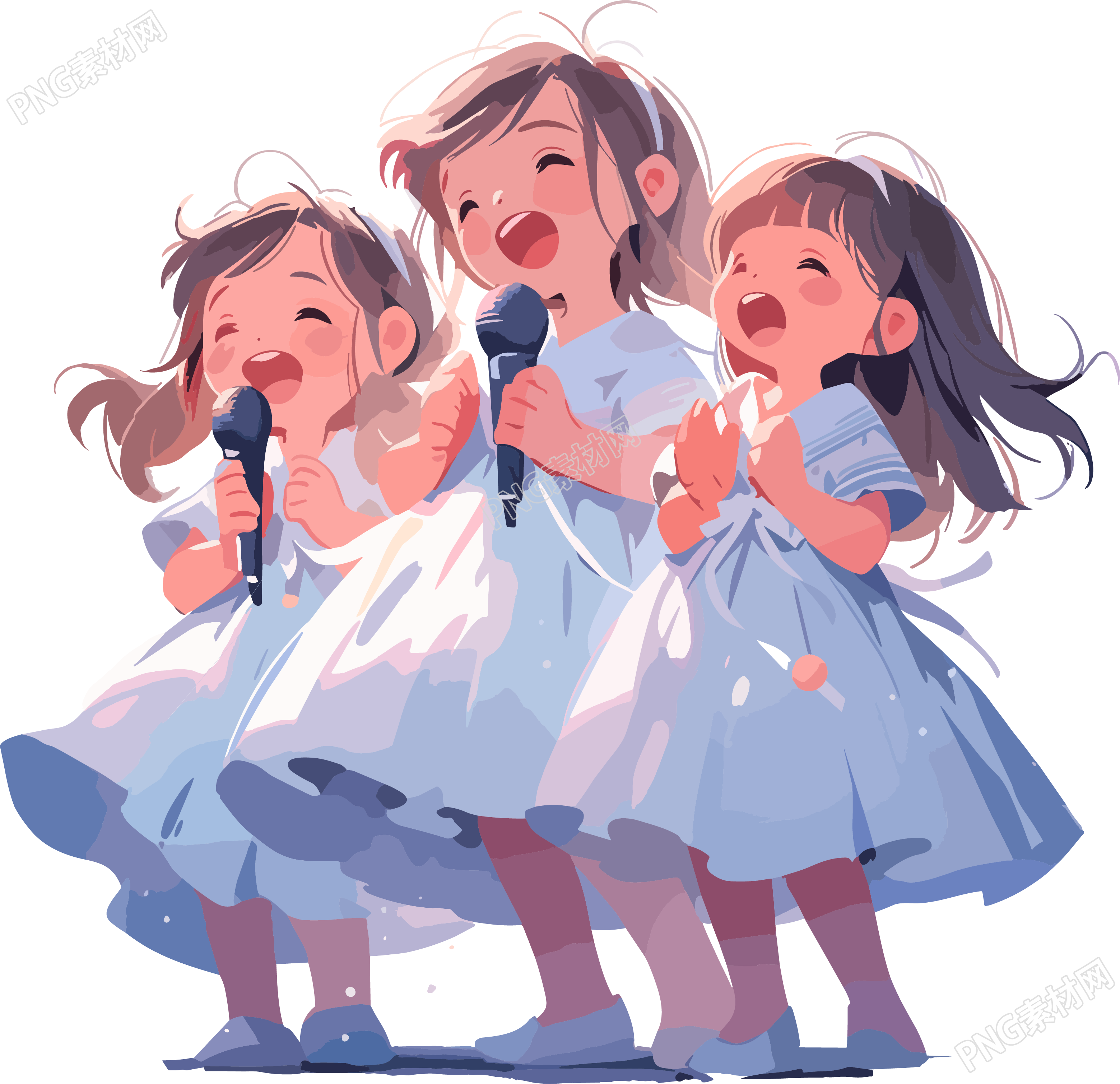 合唱的小女孩2D图形插画