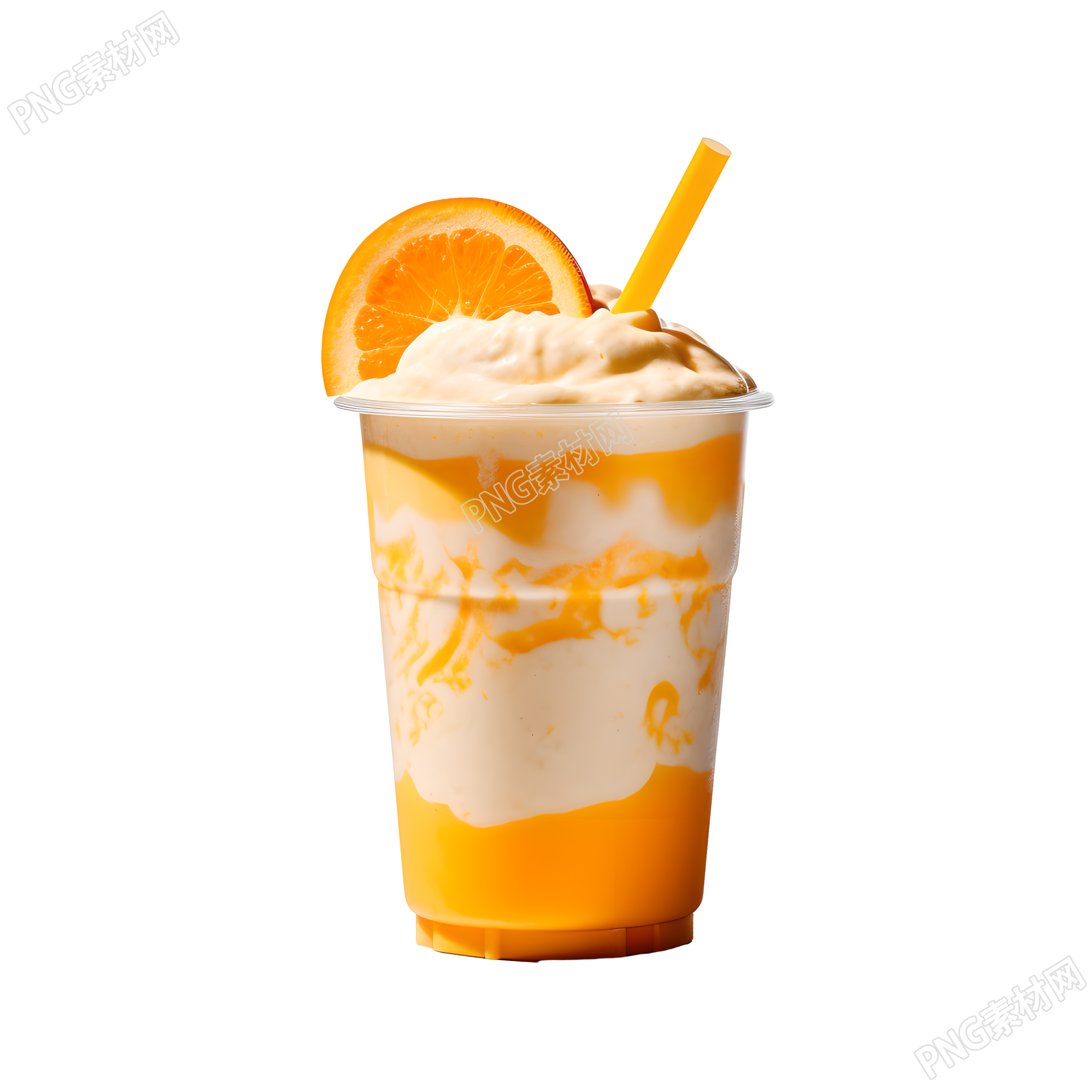 透明塑料杯装的美味奶昔商用插画