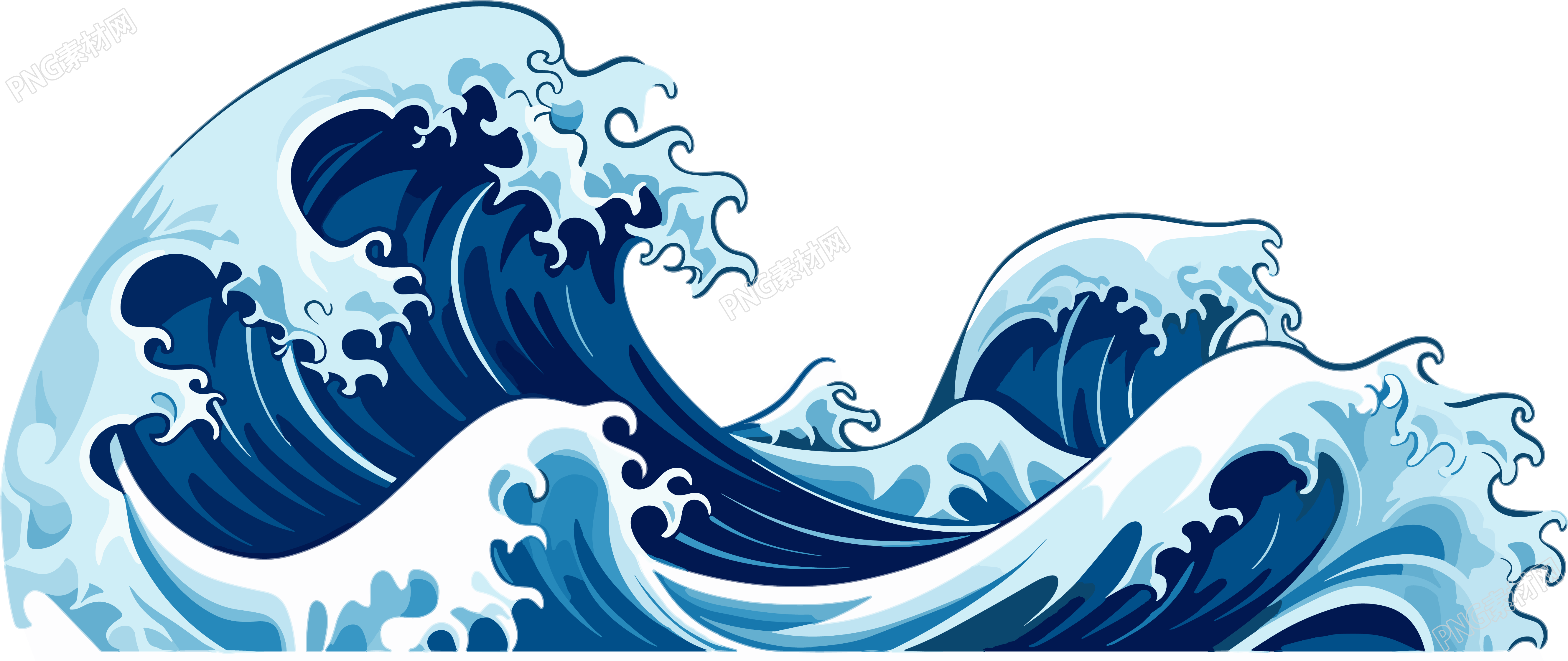 蓝色海浪透明背景商用元素