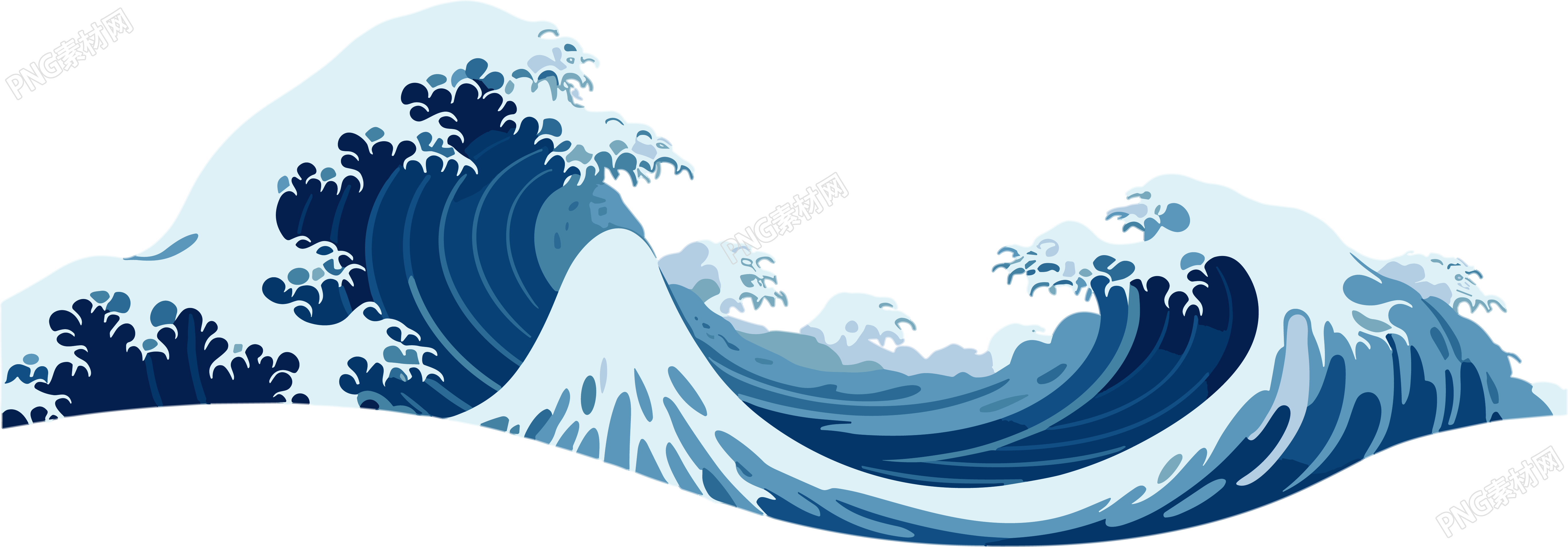 白色背景上的蓝色海浪插图
