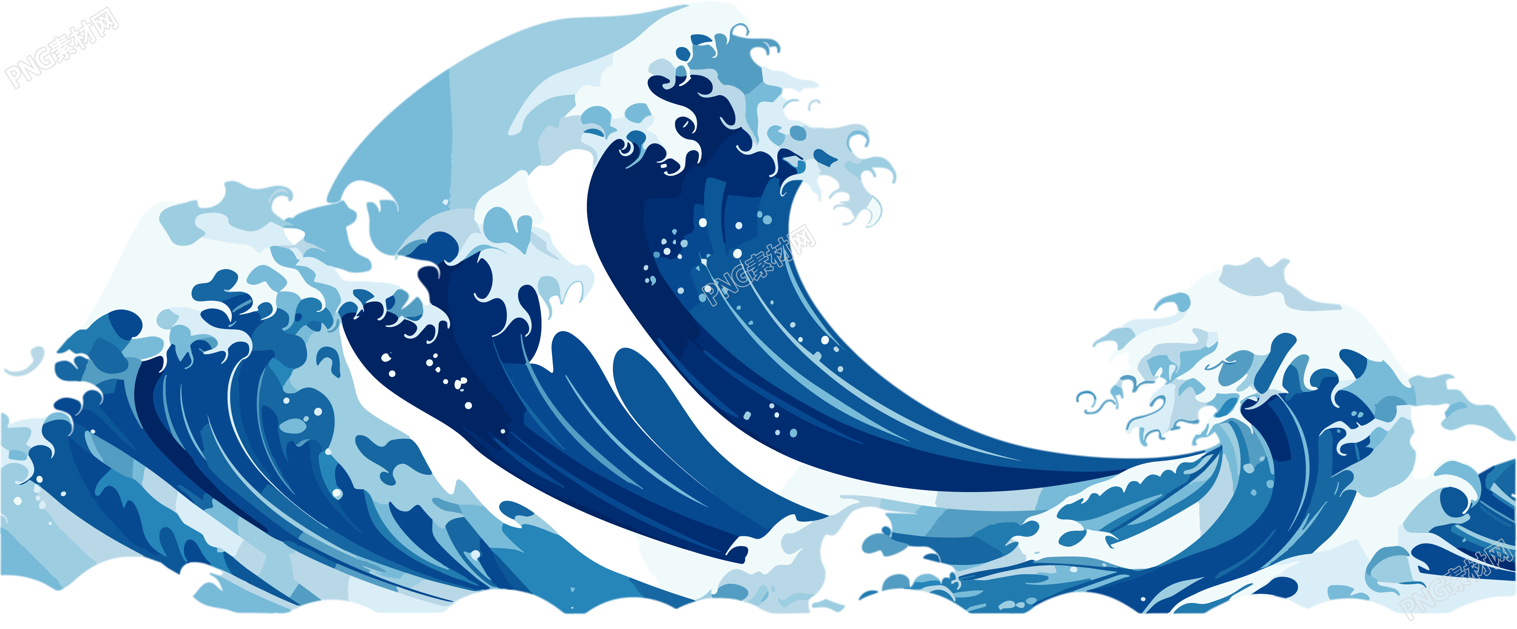 可商用蓝色海浪插画设计