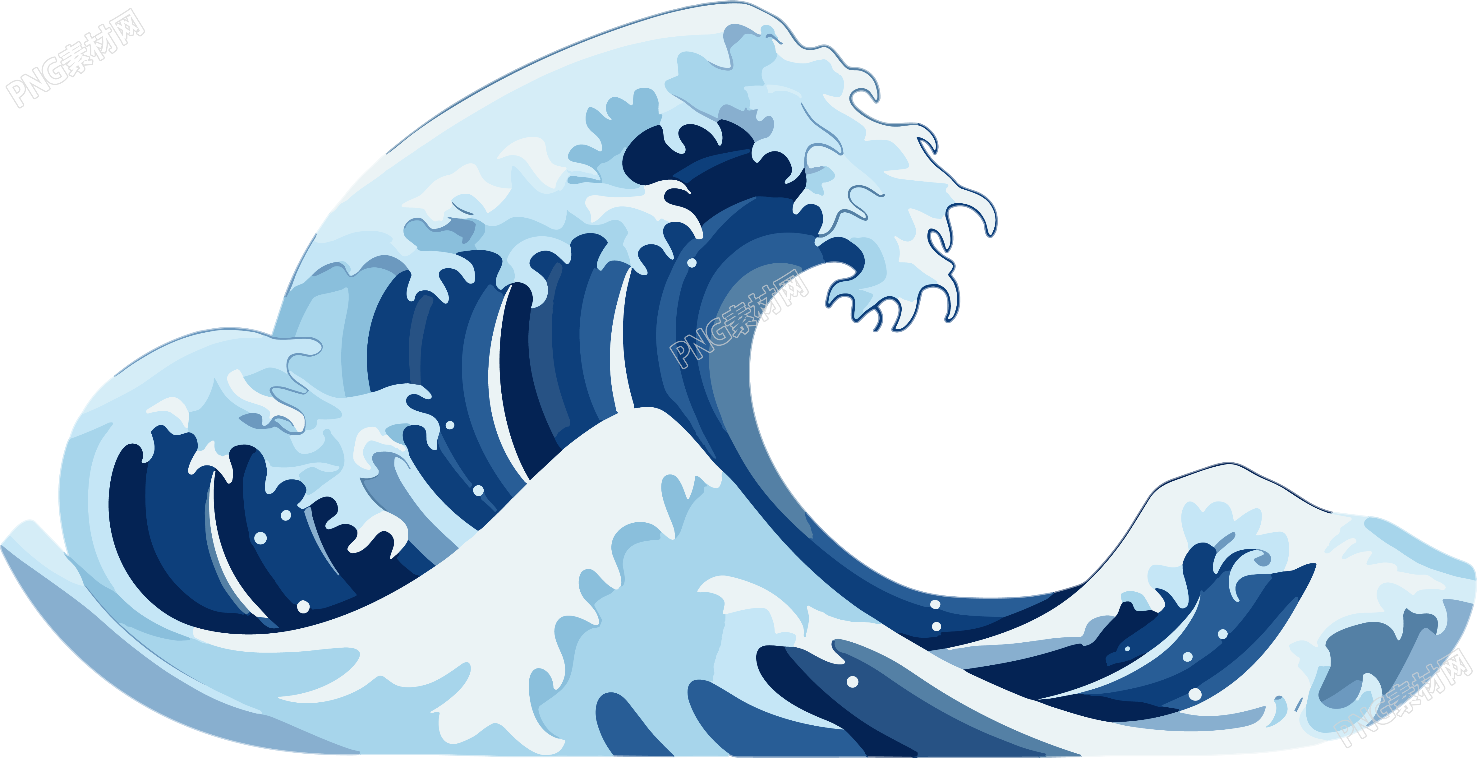 透明背景上的蓝色海浪插图