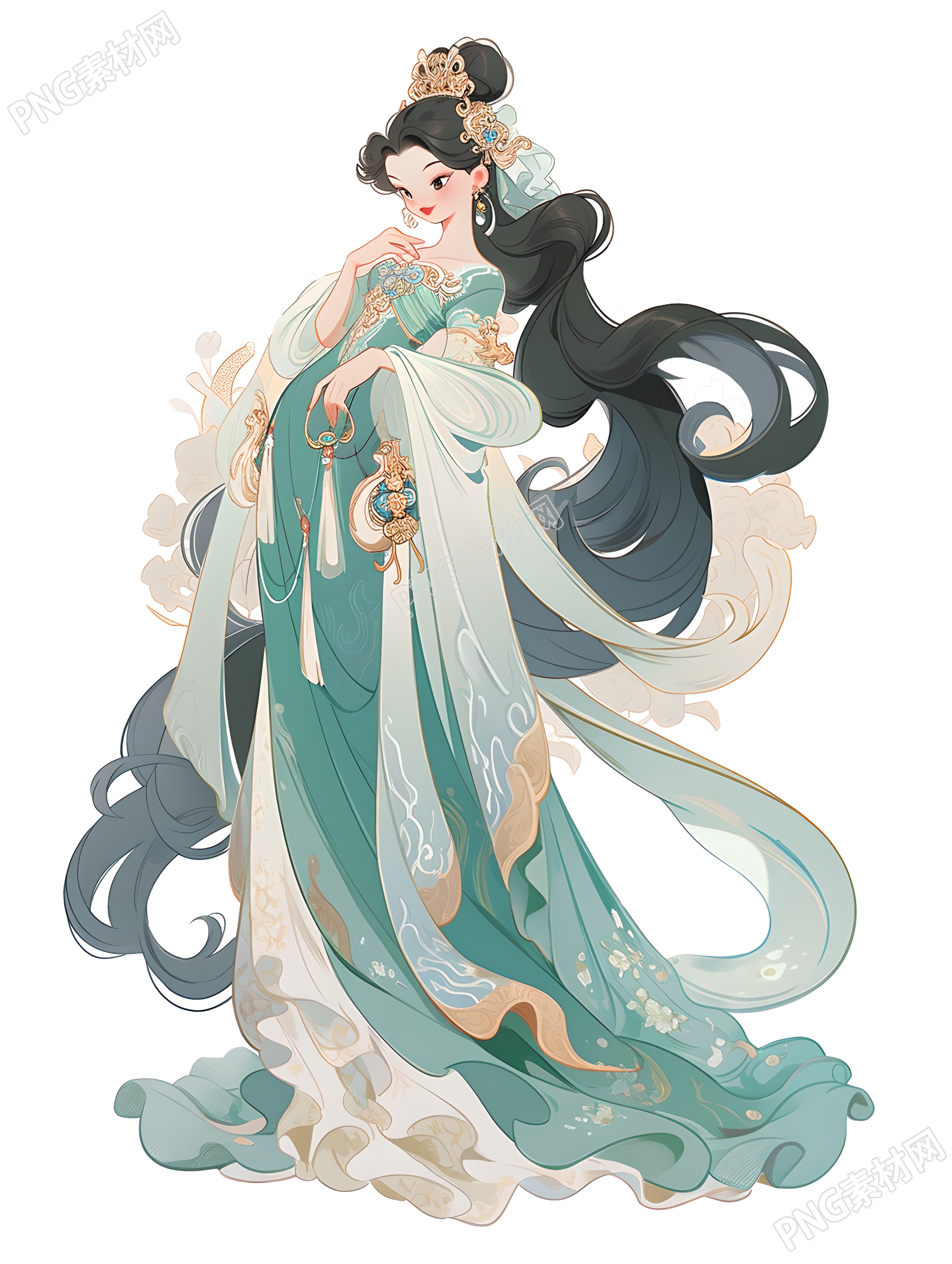 华丽汉服女神插画素材