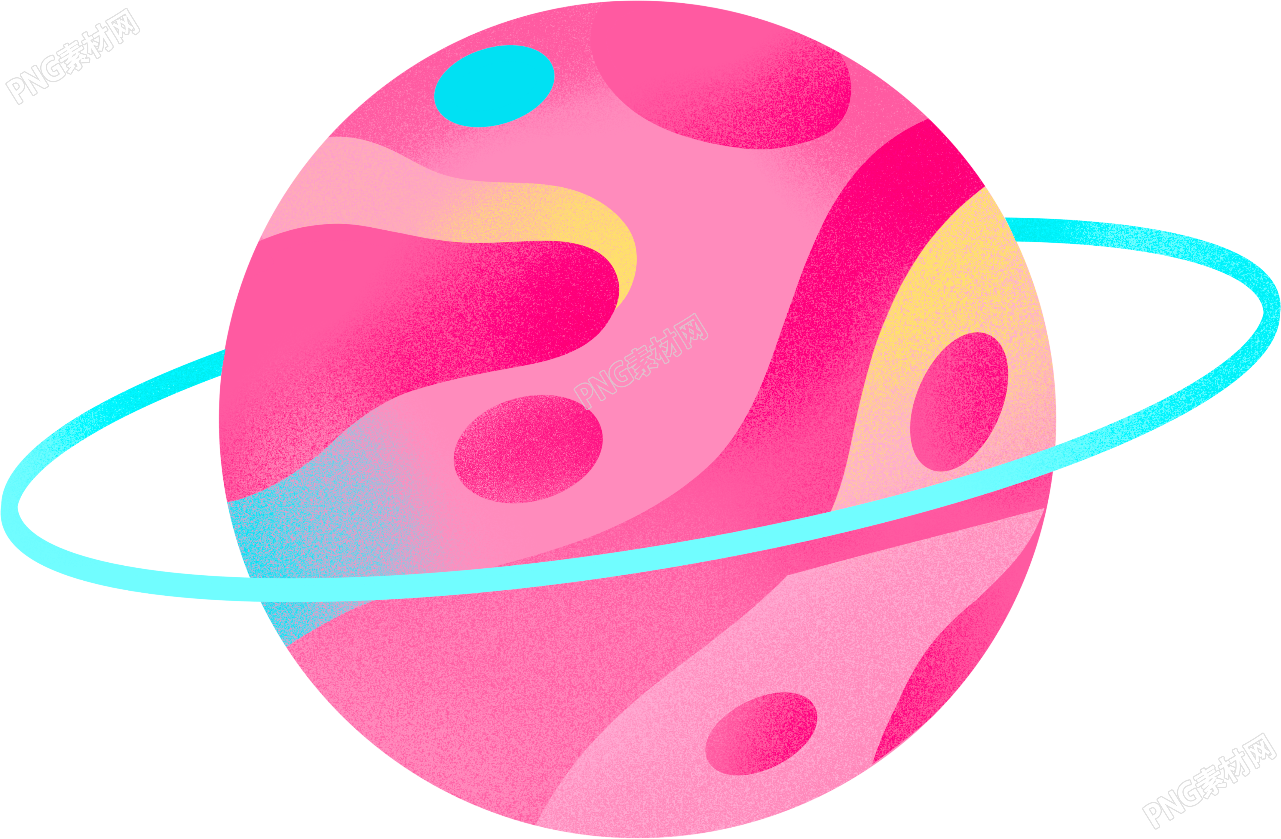 粉色星球手绘可商用插图
