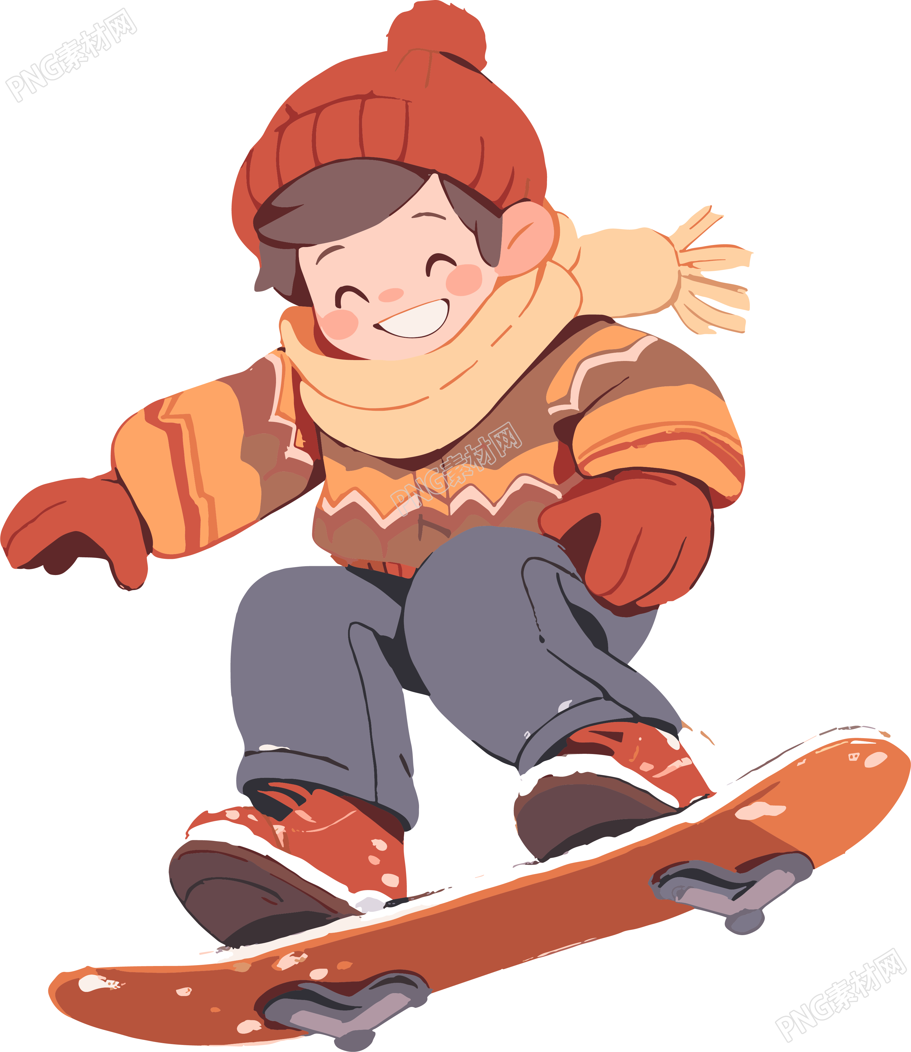温暖秋冬款毛衣卡通男孩滑雪元素