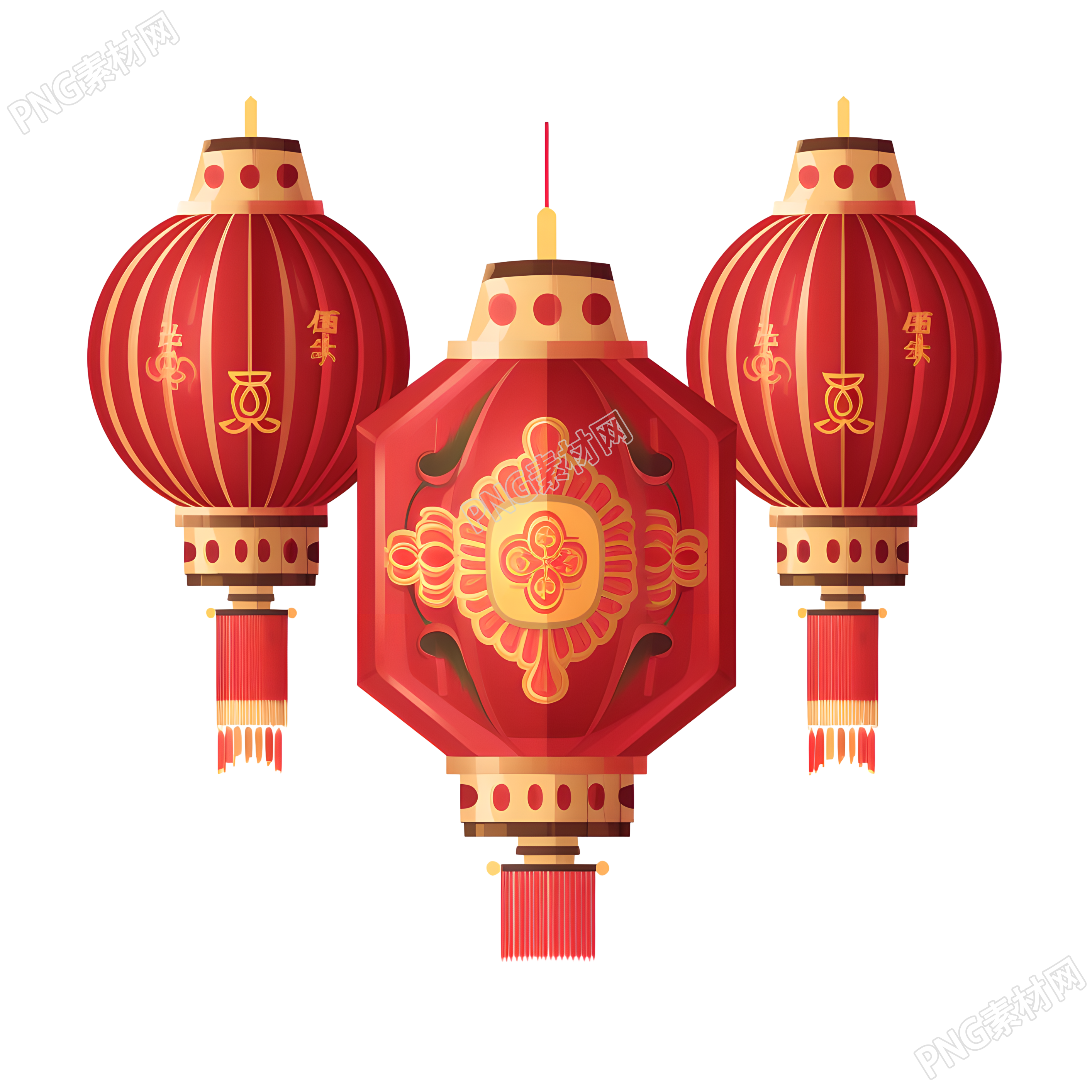 红色中国灯笼可商用素材