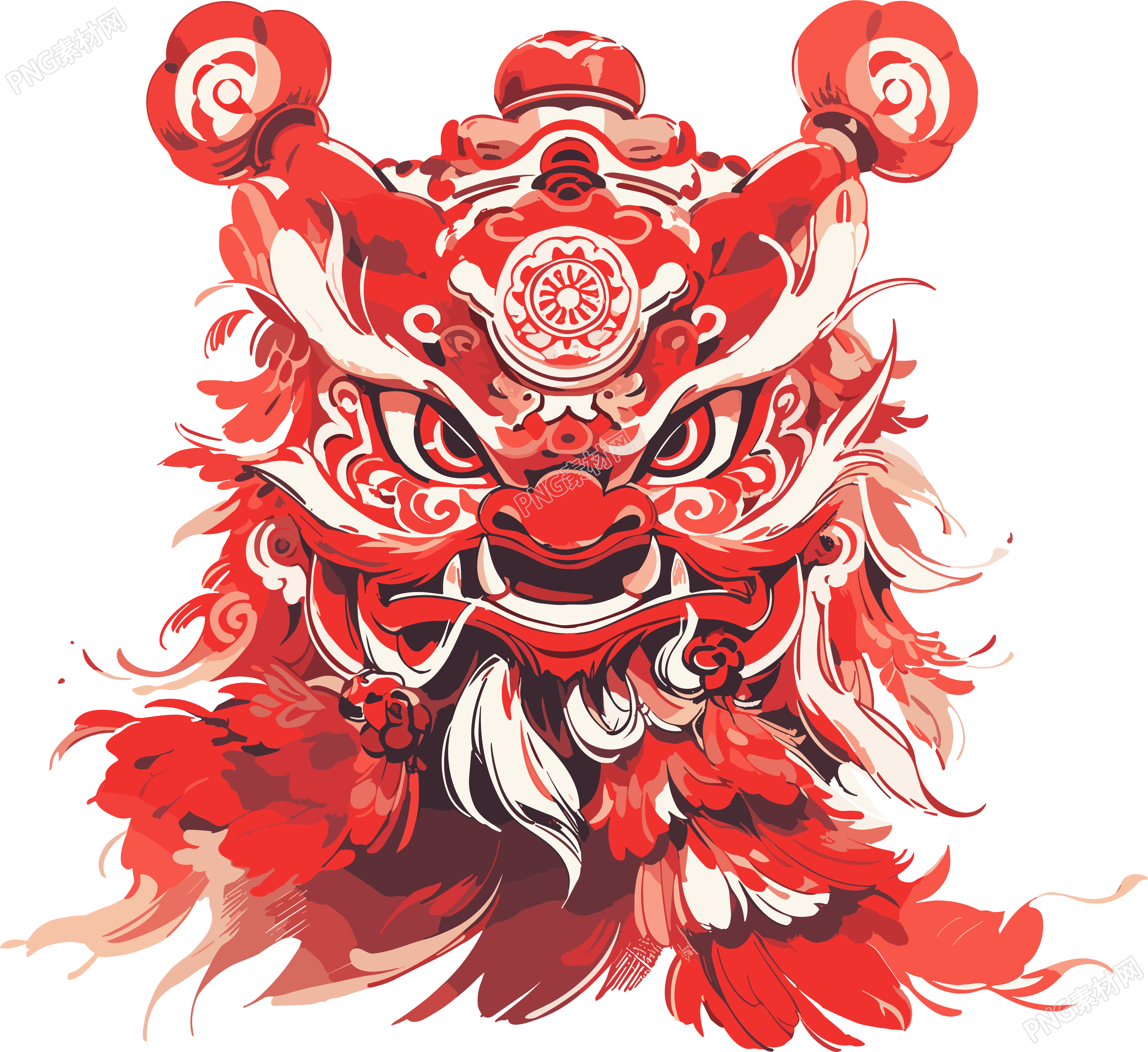 中国新年舞狮插画