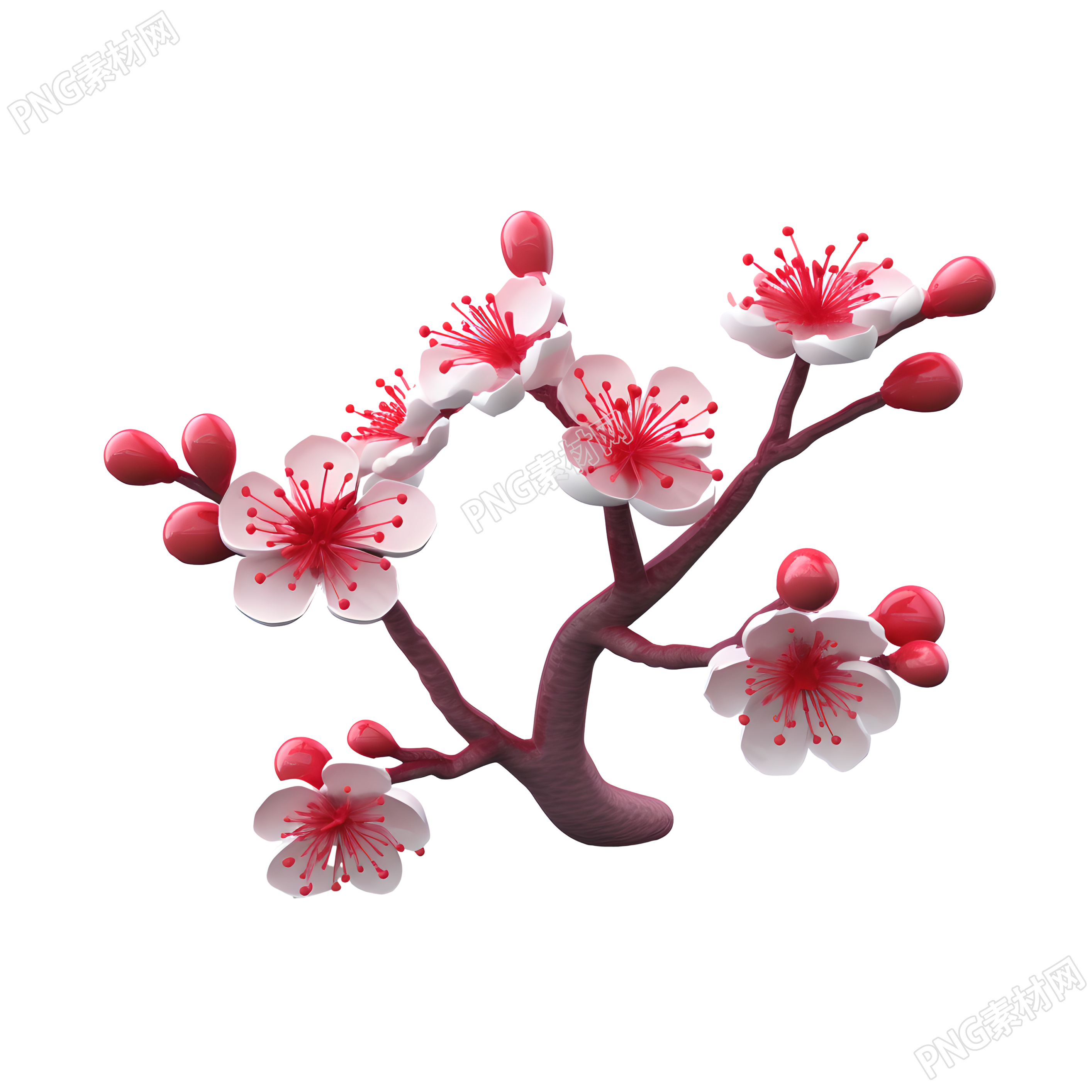 粉色梅花分支插画