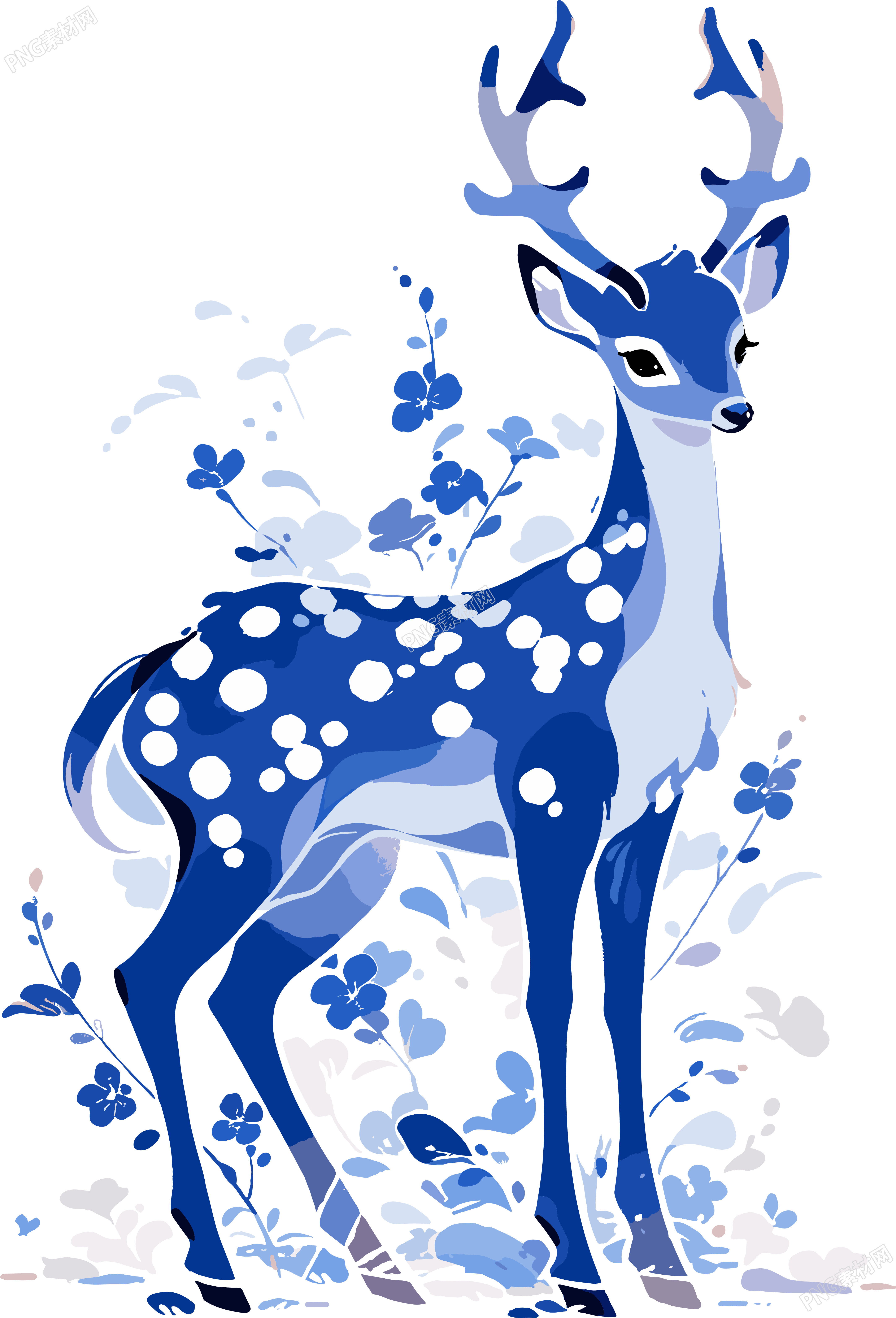 中國(guó)鹿紋雕刻平面插圖元素