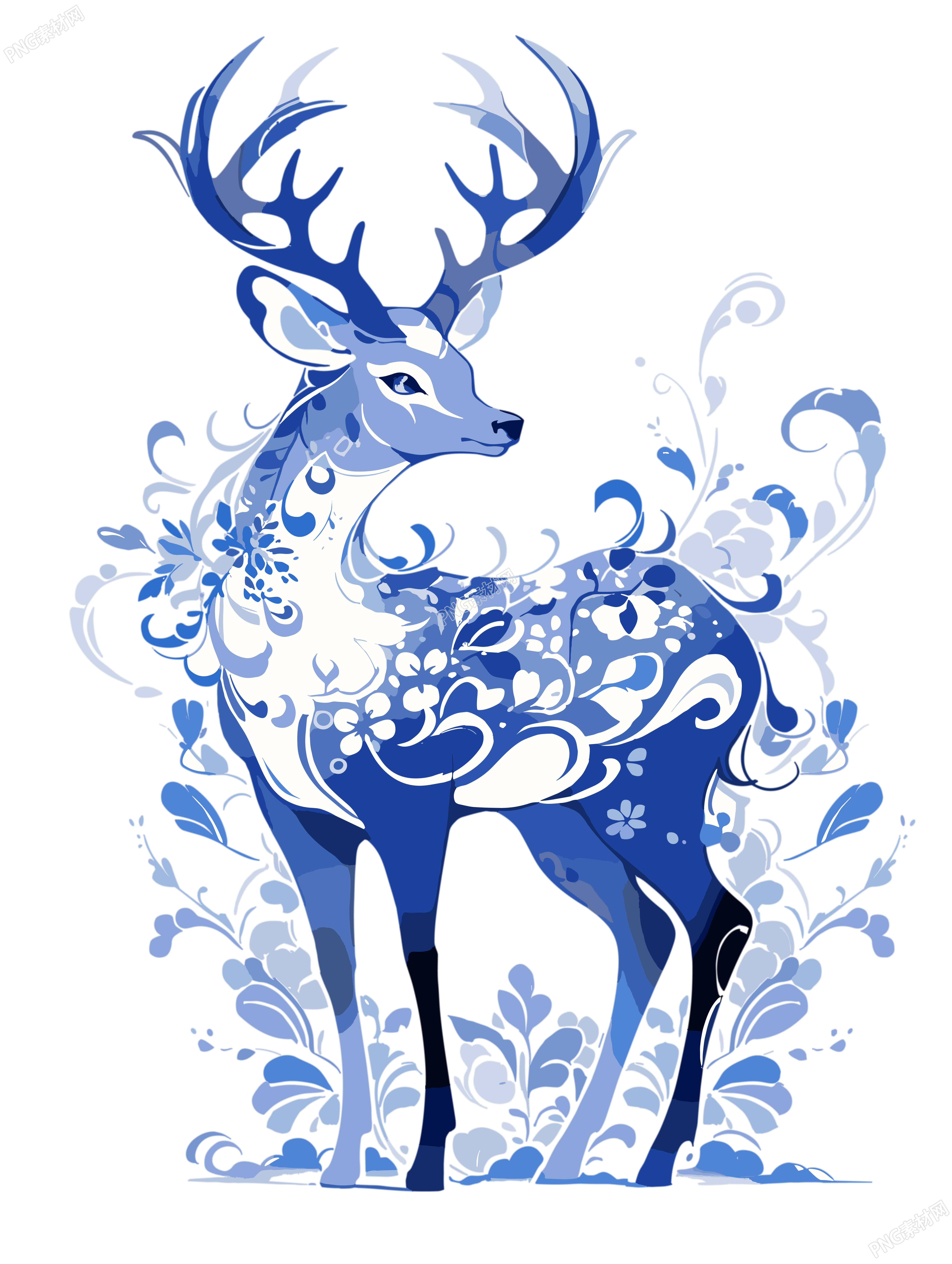 中国麋鹿平面插画元素