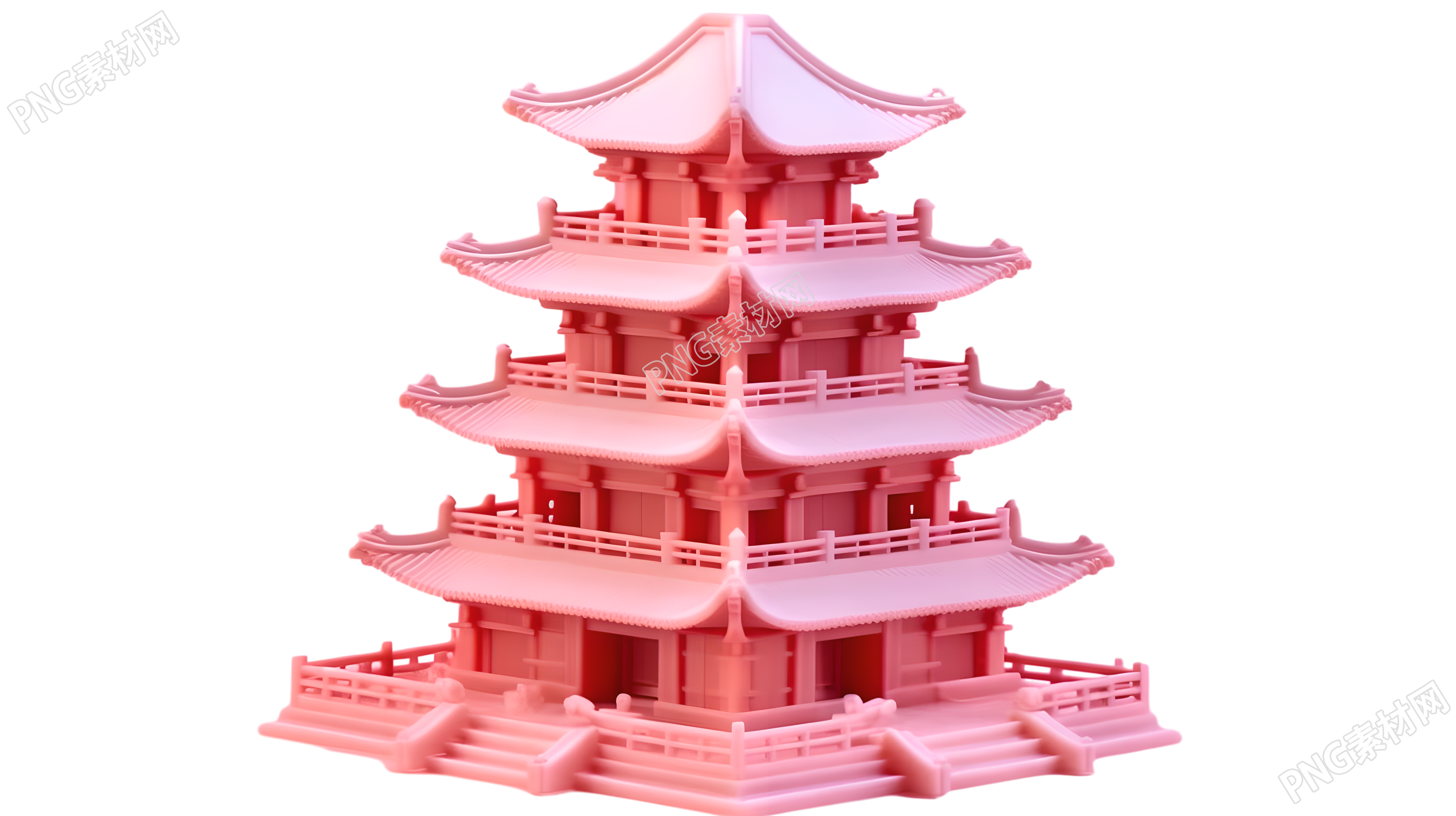 中国古代阁楼果冻积木模型插图