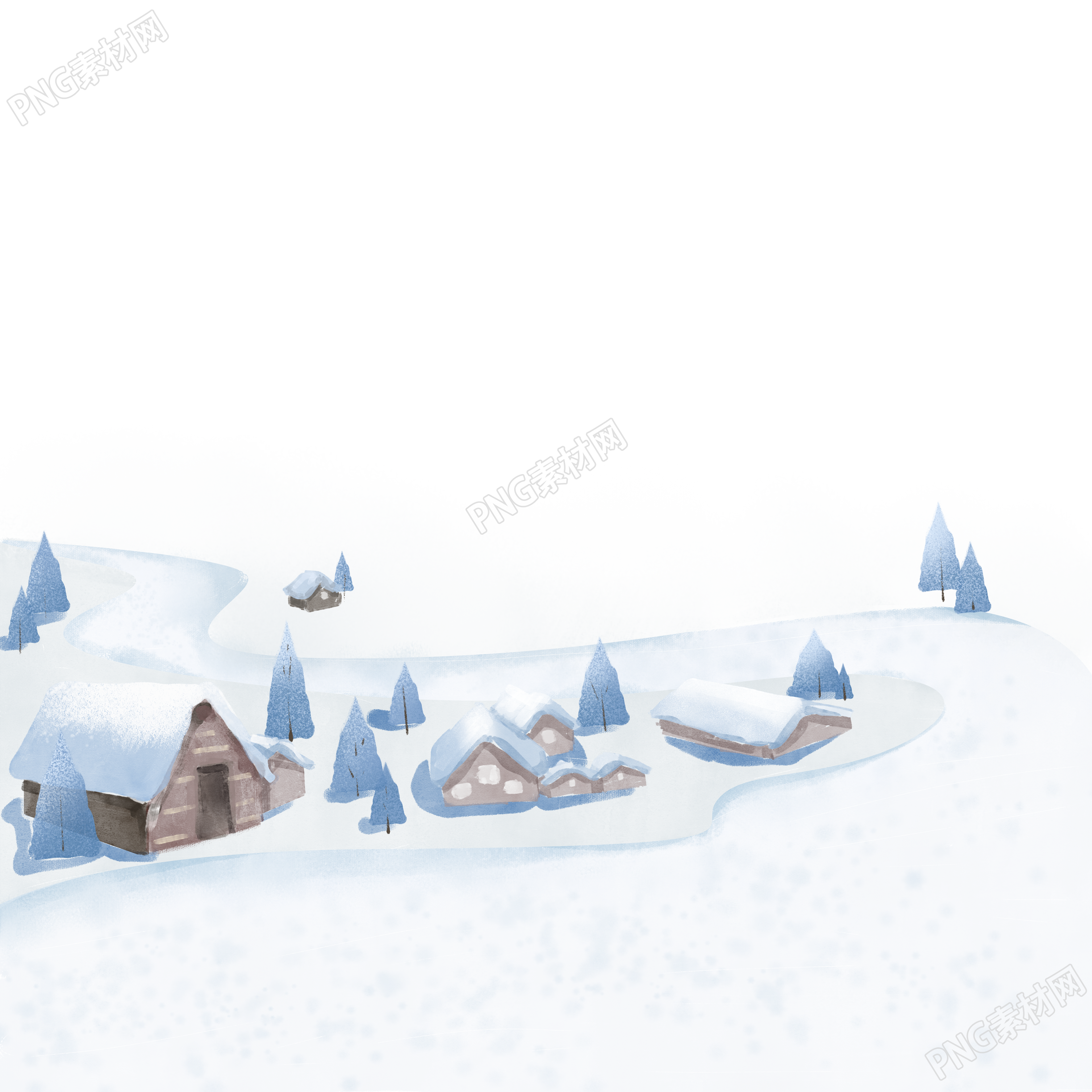 二十四节气大雪雪乡松树可商用素材