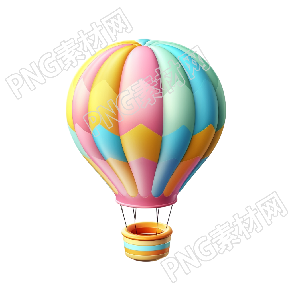 热气球3D粘土素材PNG图标