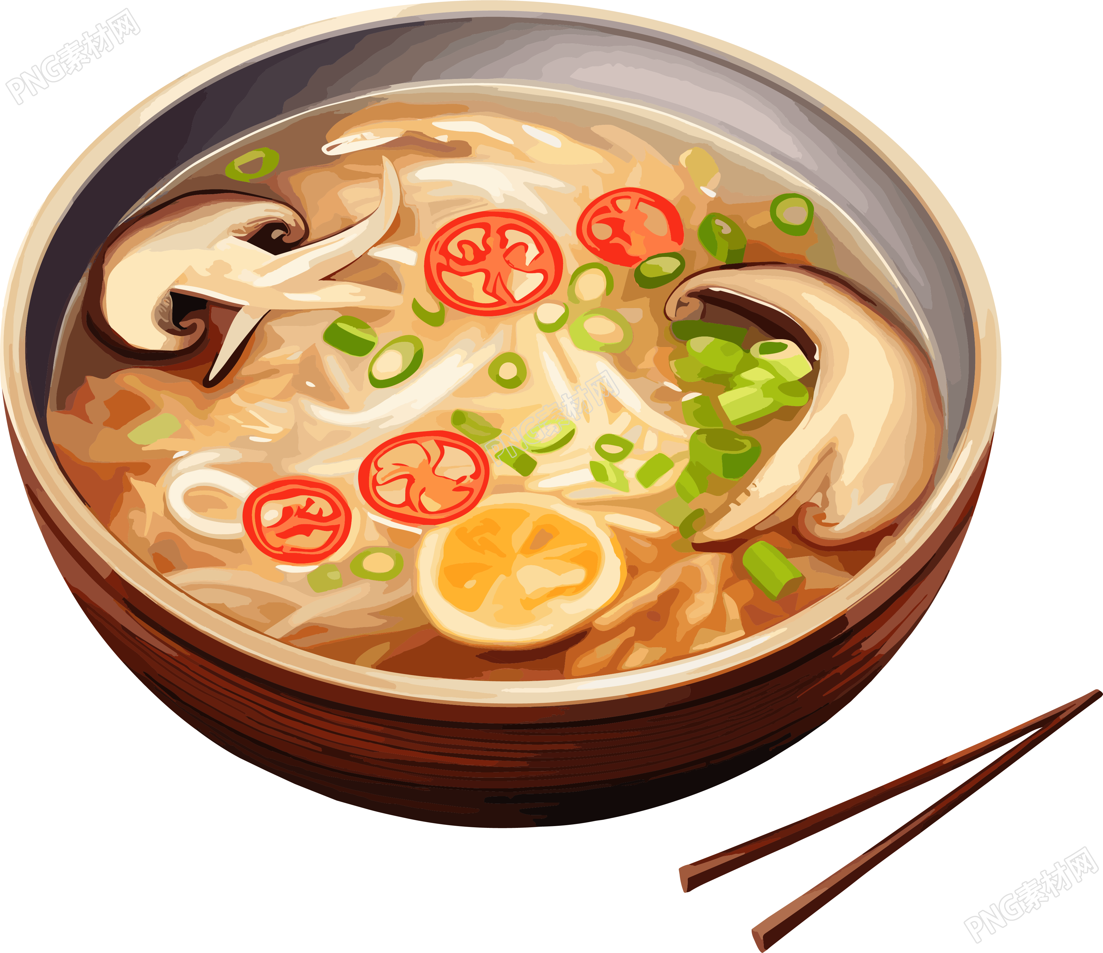 美味鸡汤面创意设计插画