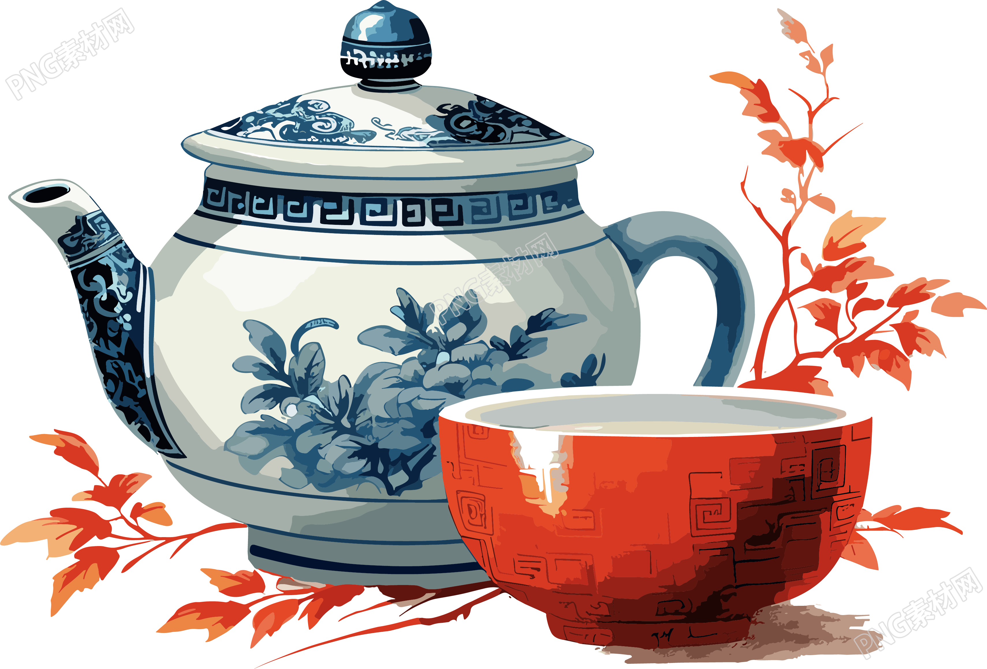 高品质茶壶茶杯PNG元素