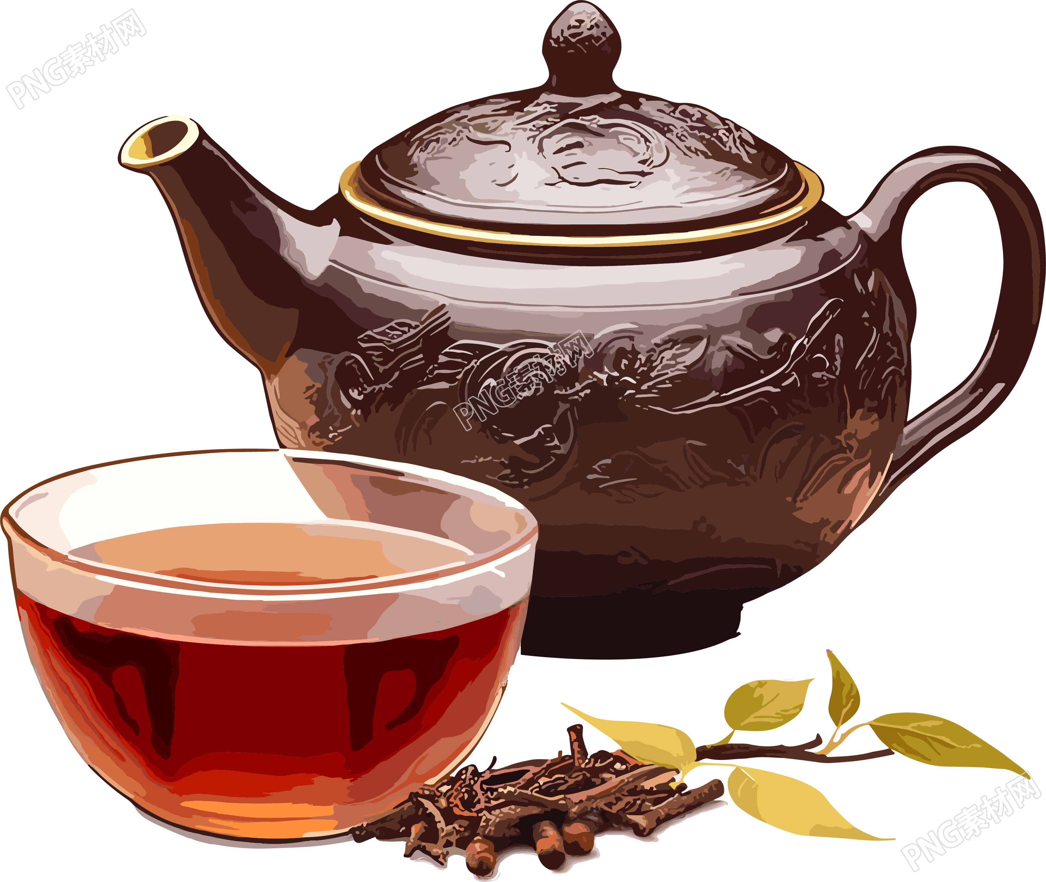 茶壶和杯子创意设计图形素材