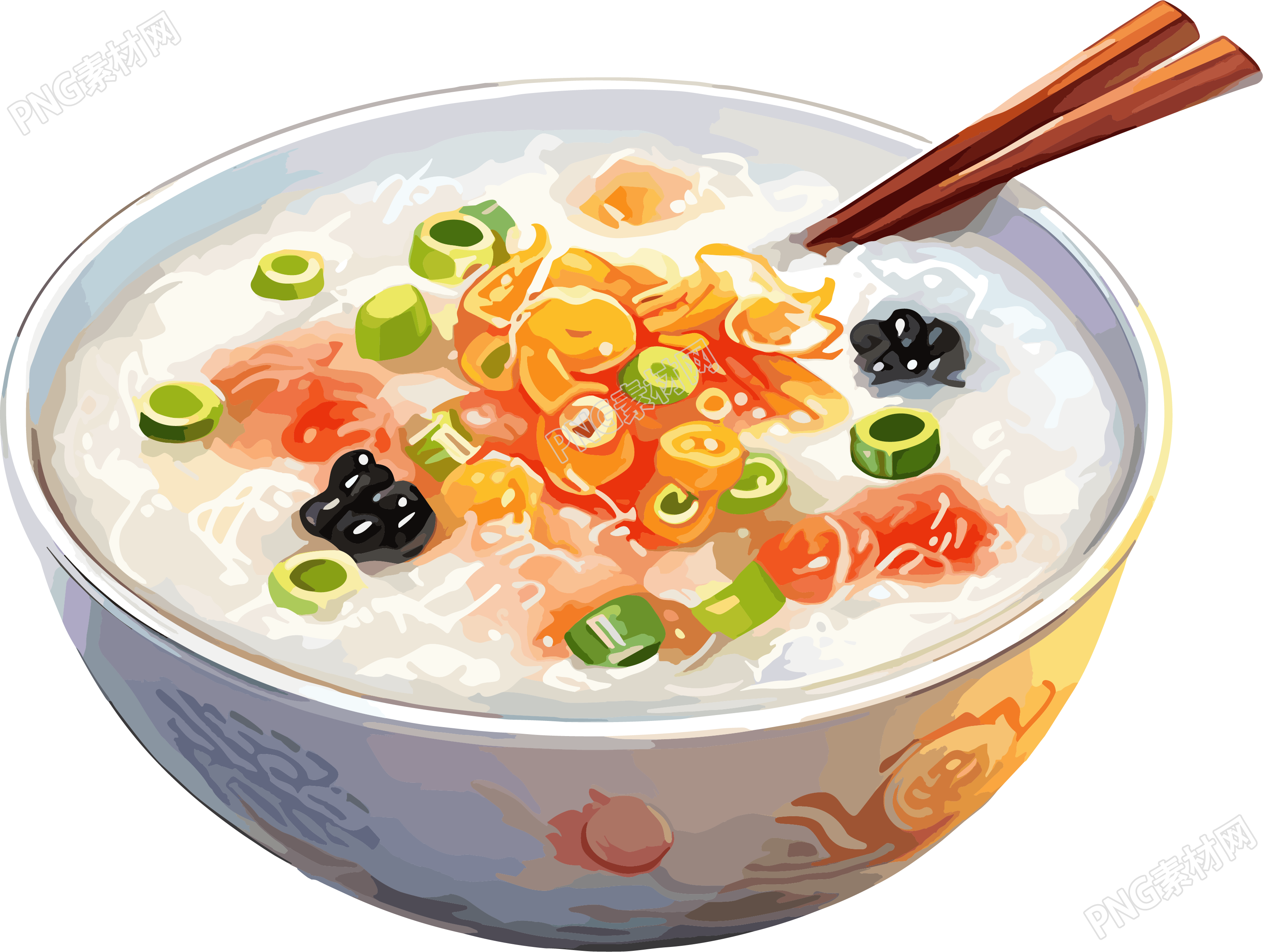 白粥咸菜精美插画设计元素