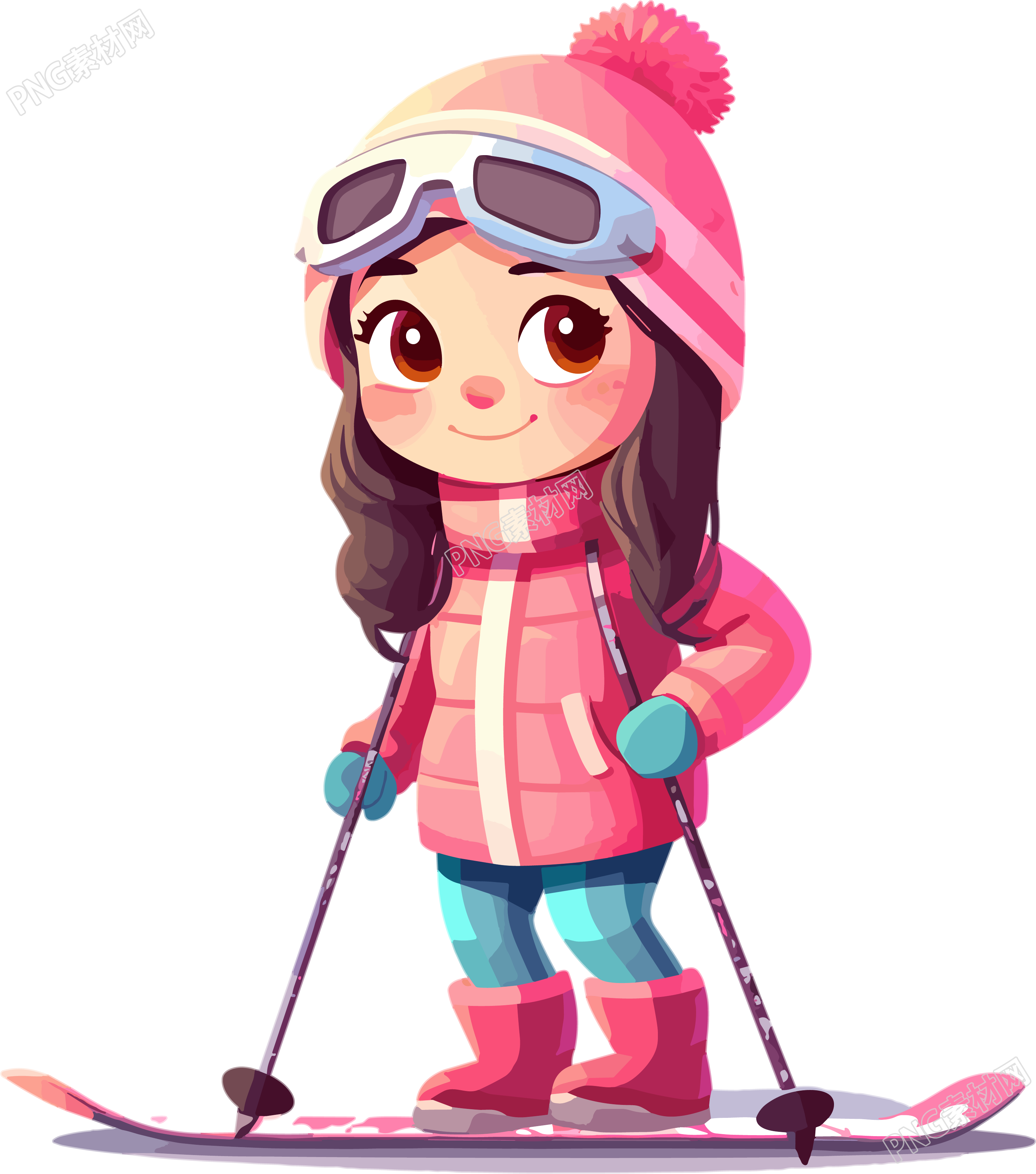 滑雪儿童干净背景插图素材