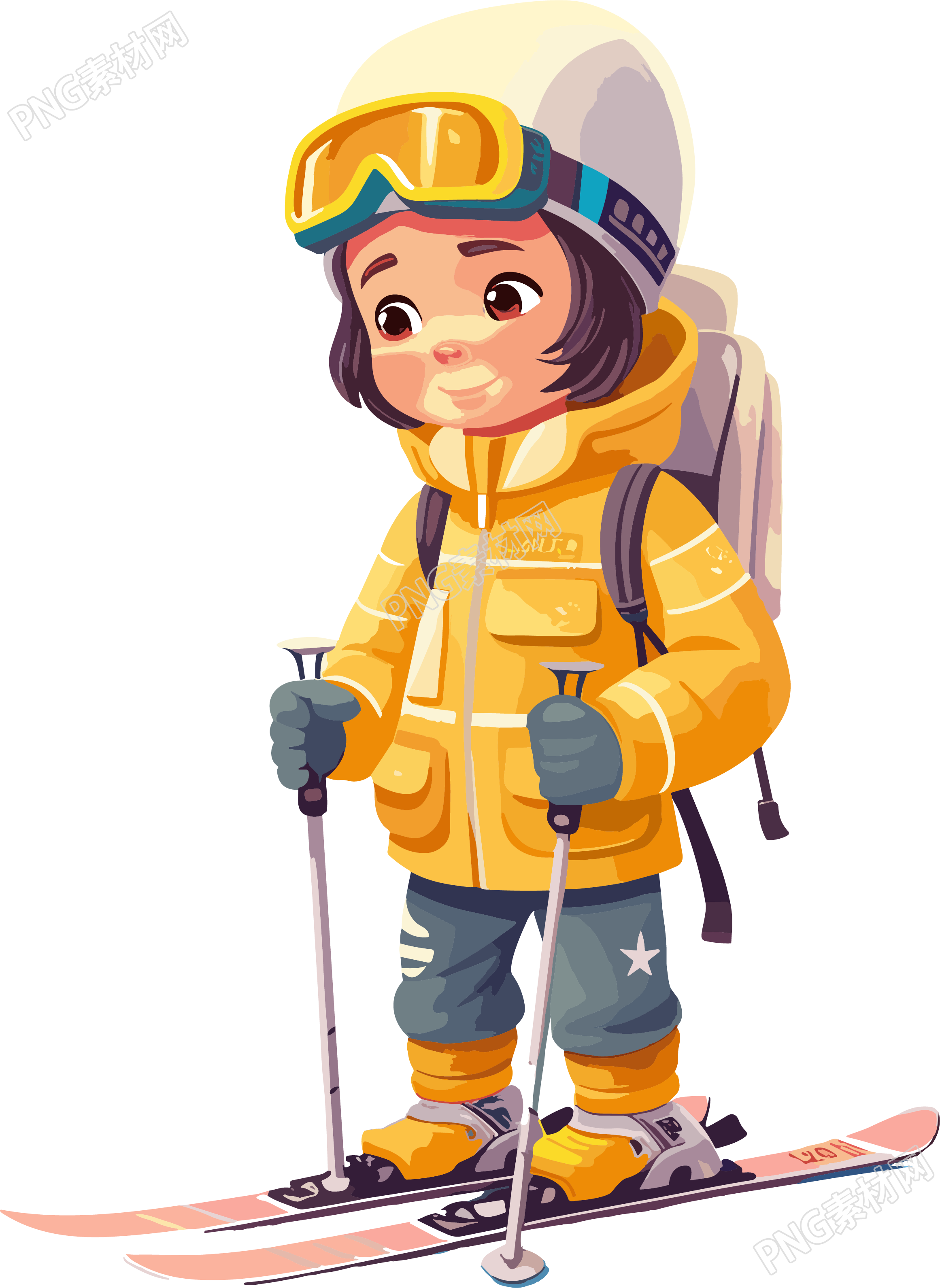 滑雪儿童商业插画设计