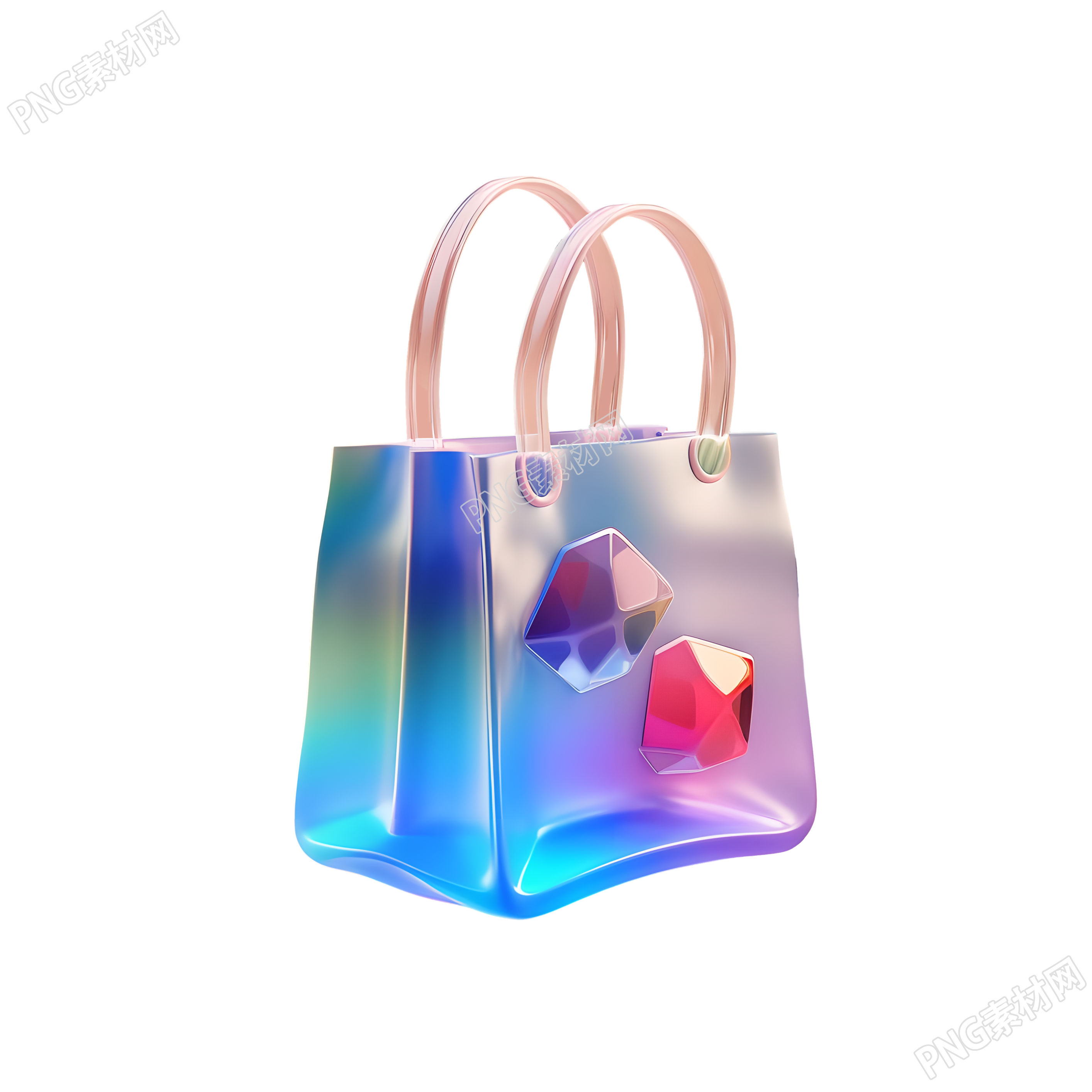 手提包3D简约风格透明图标插图