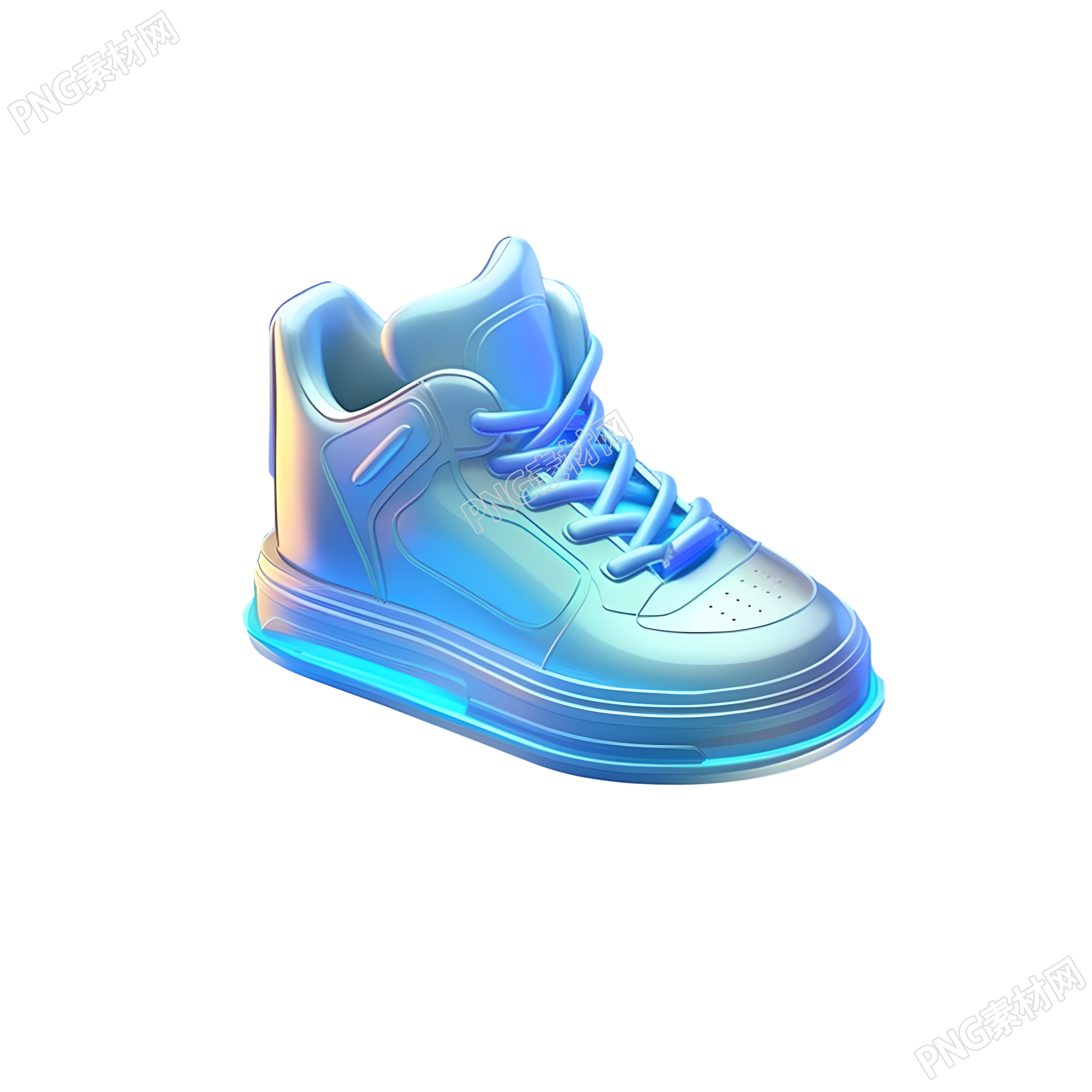 板鞋3D透明玻璃材质卡通插画