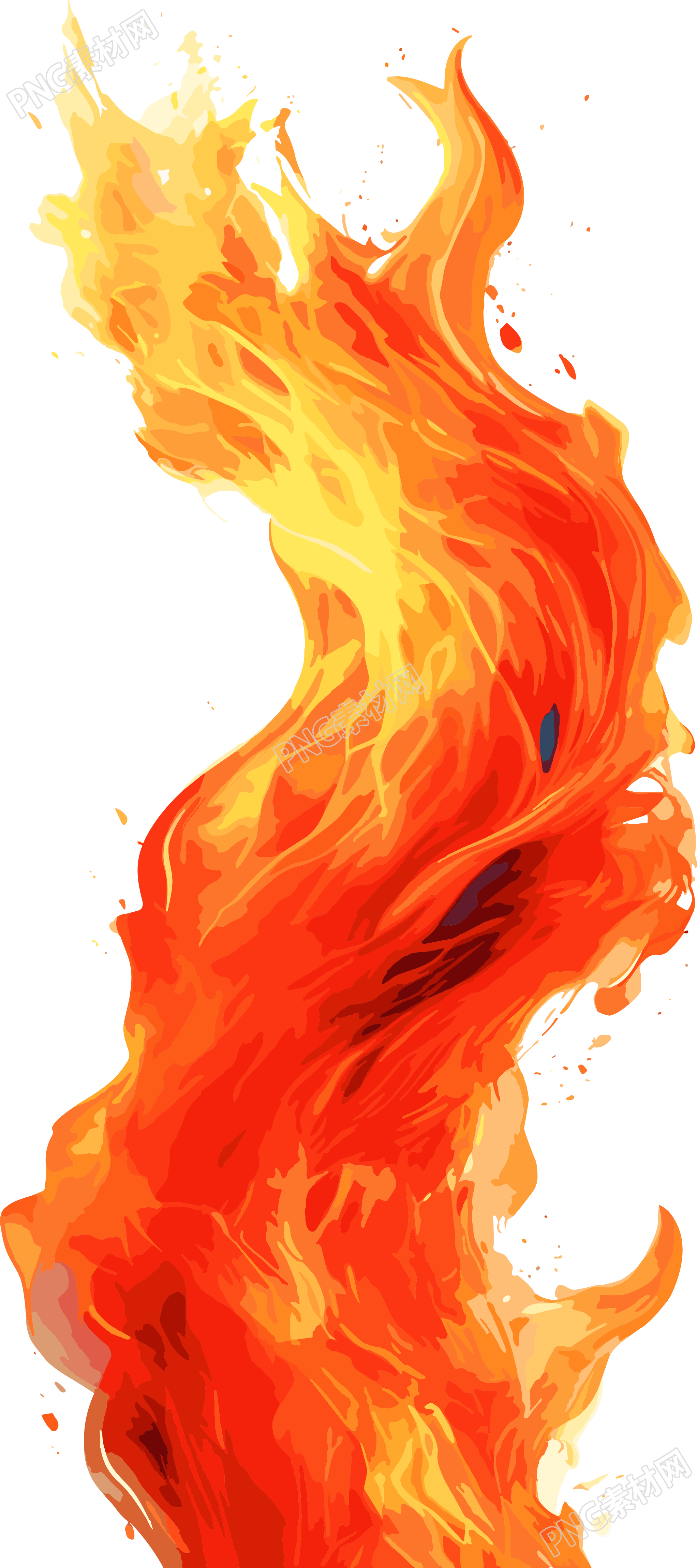 橙色火焰平面插图