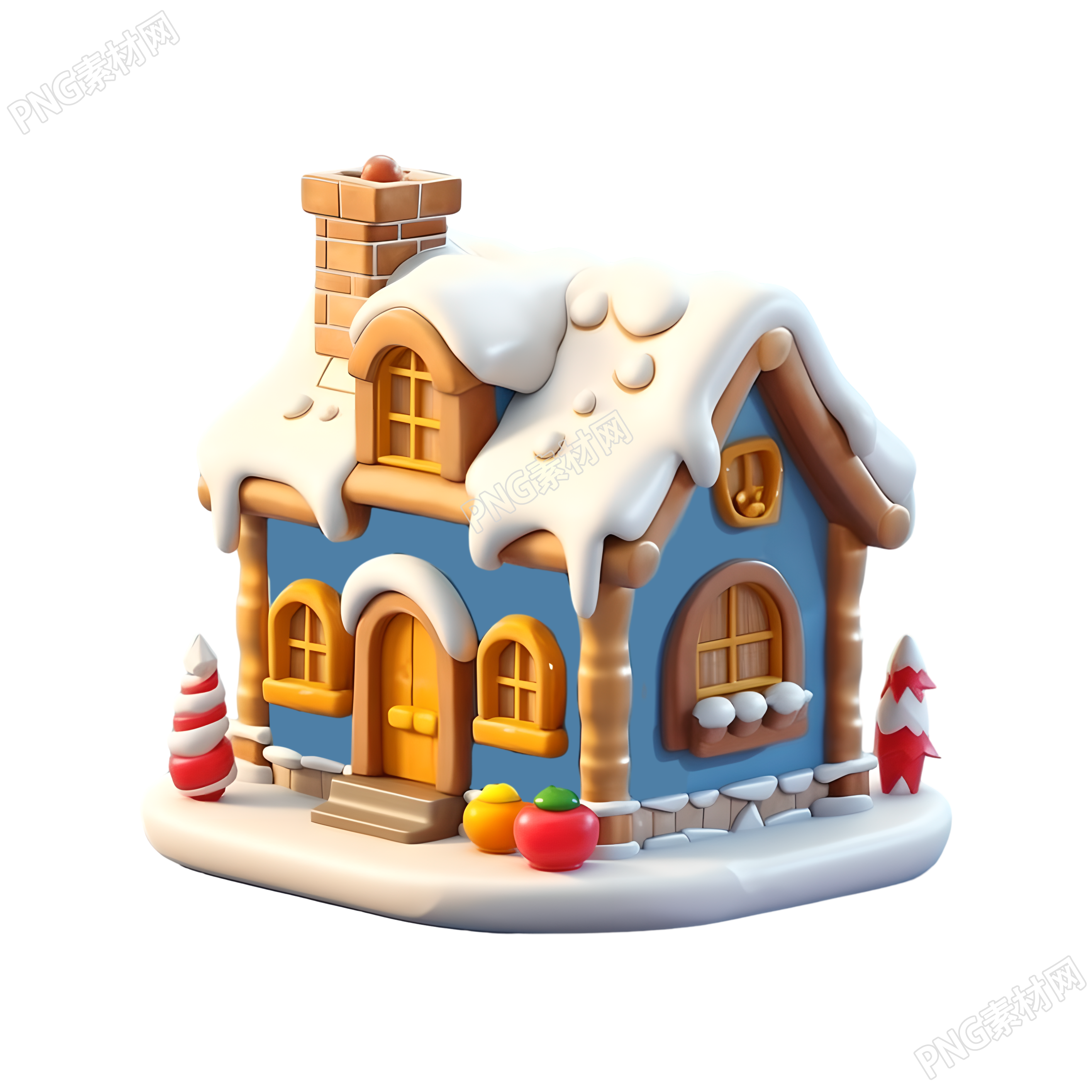 圣誕雪屋3D圖標(biāo)插畫