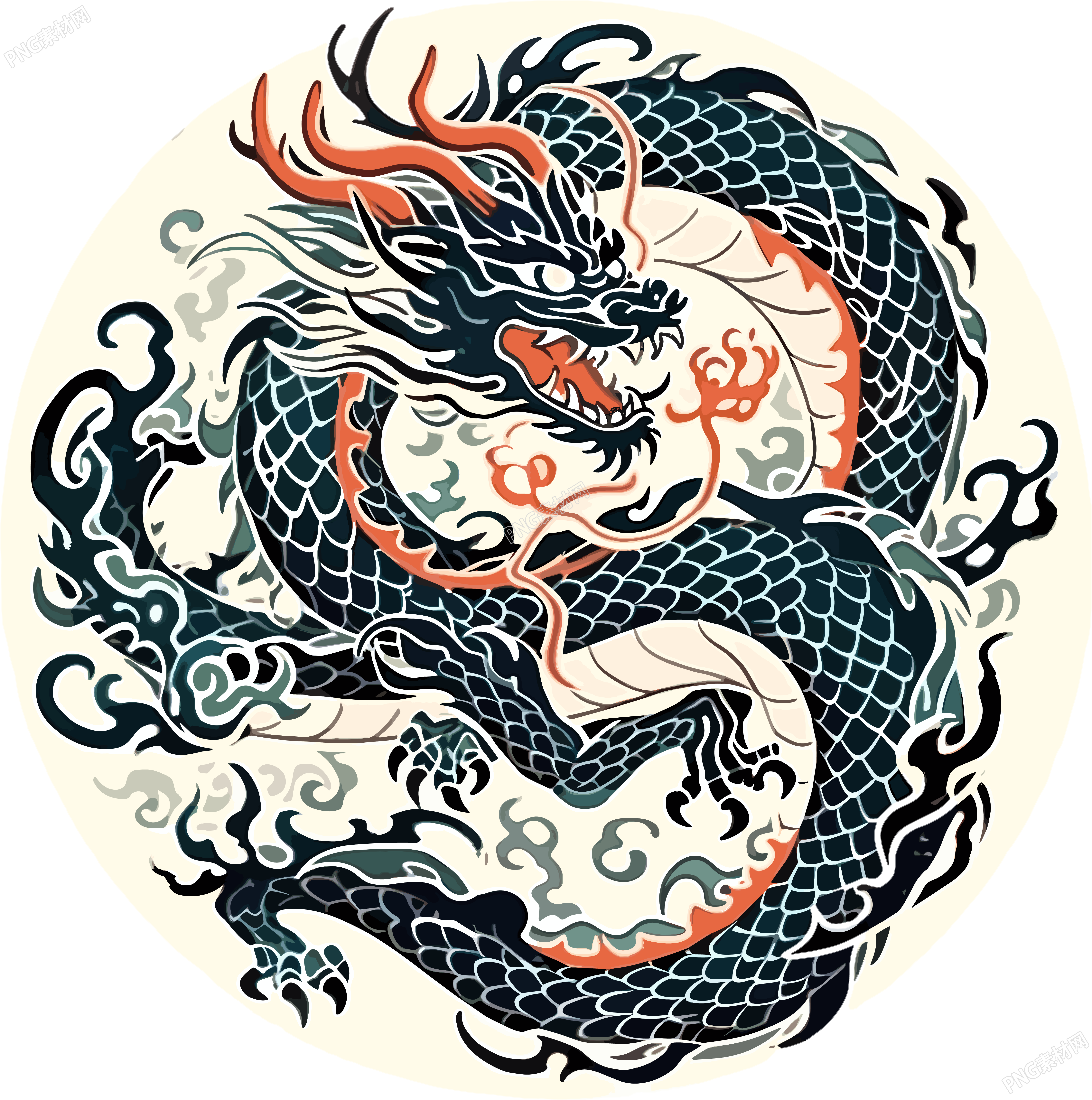 中国龙头花纹设计素材