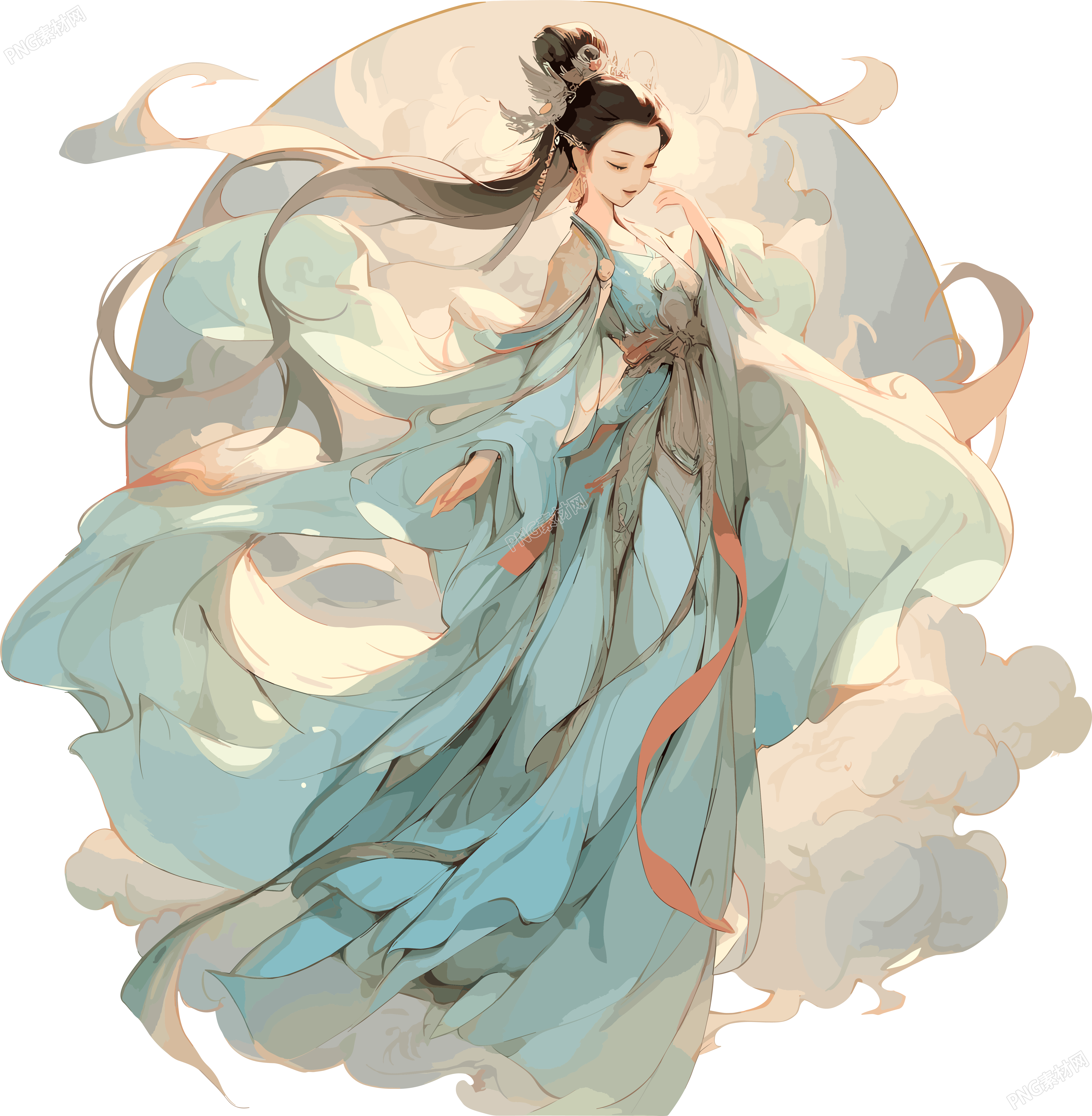 中国敦煌女神的美丽惊艳插画素材