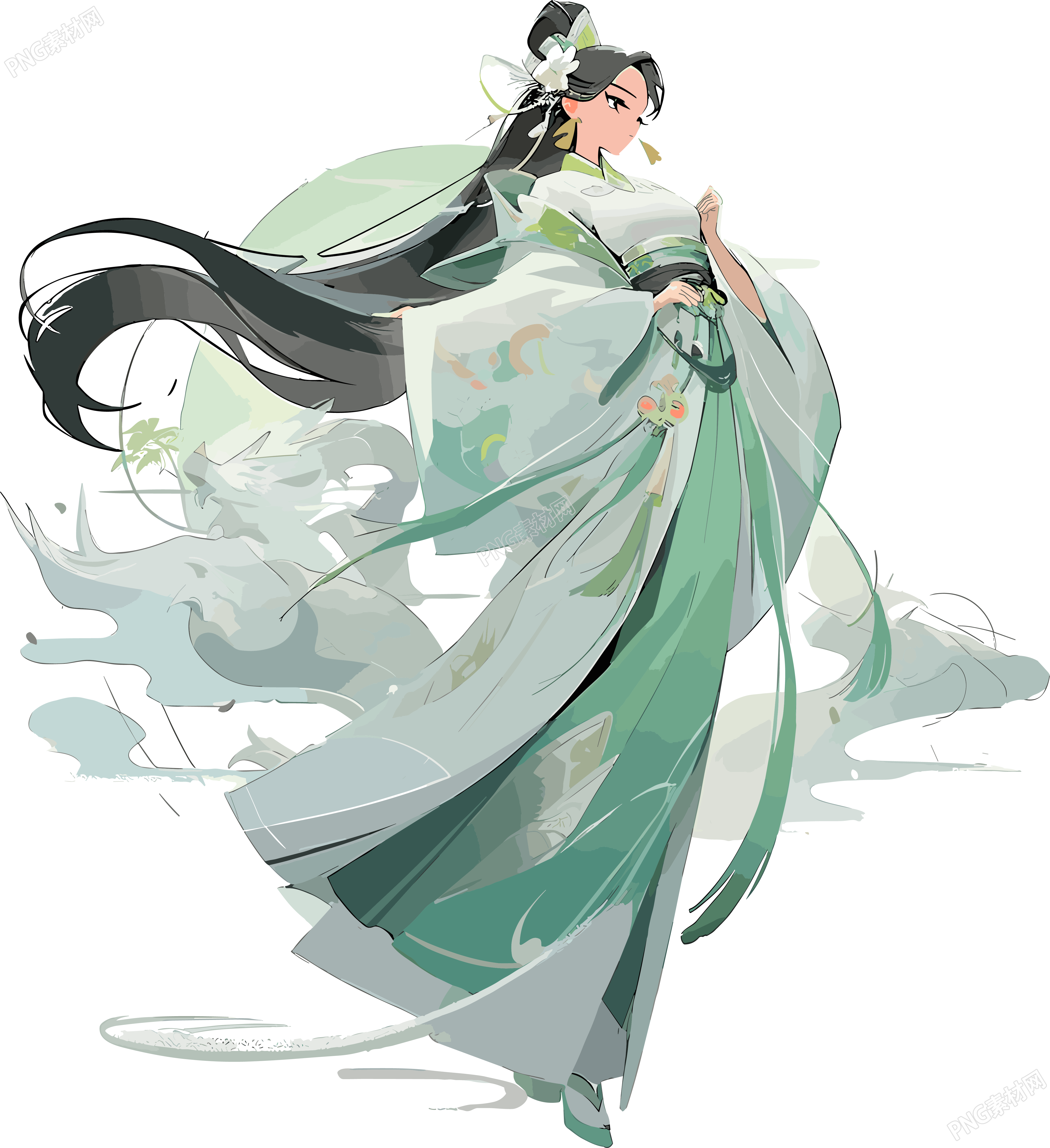 女子仙气飘飘插画