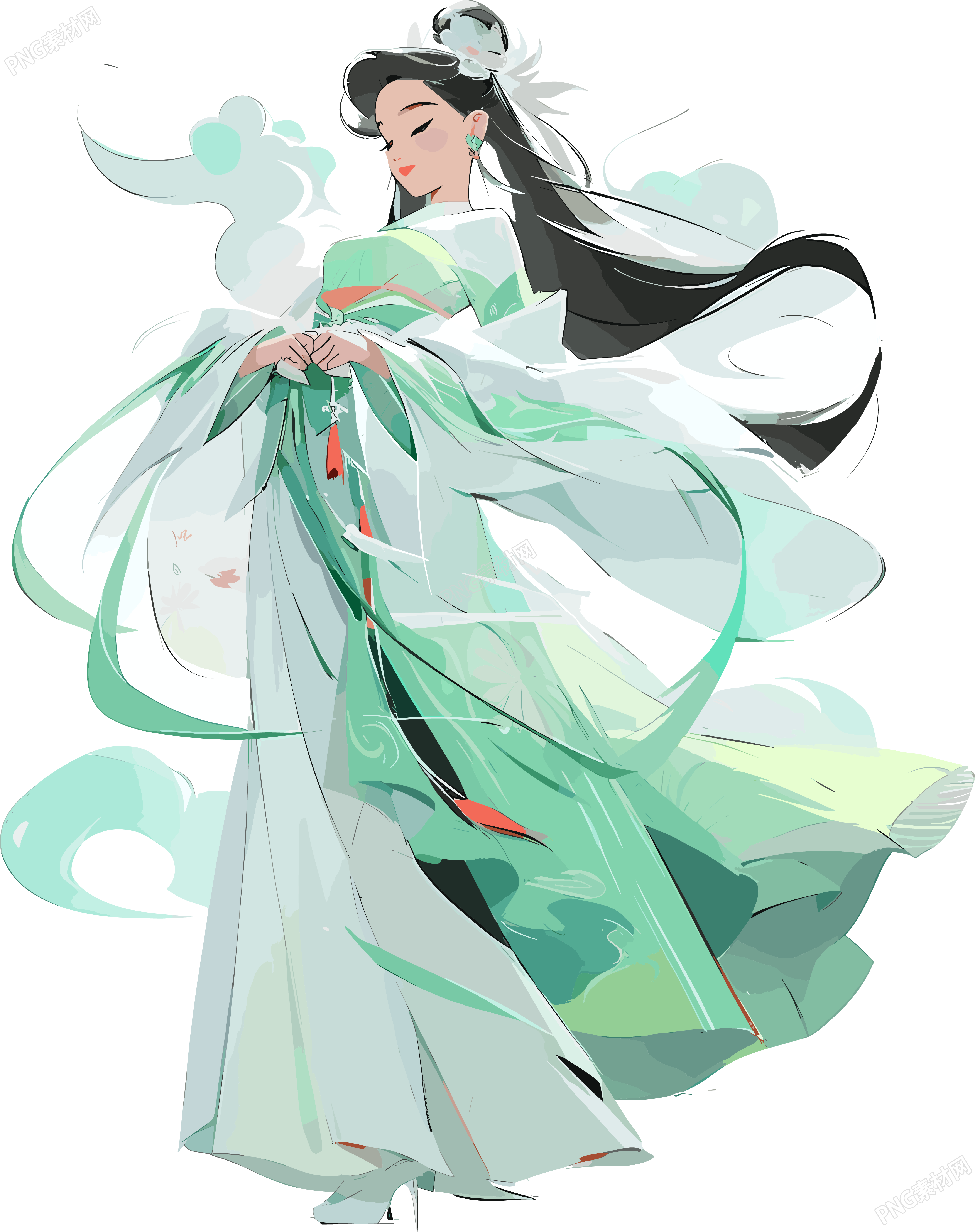 仙女腾云驾雾插画