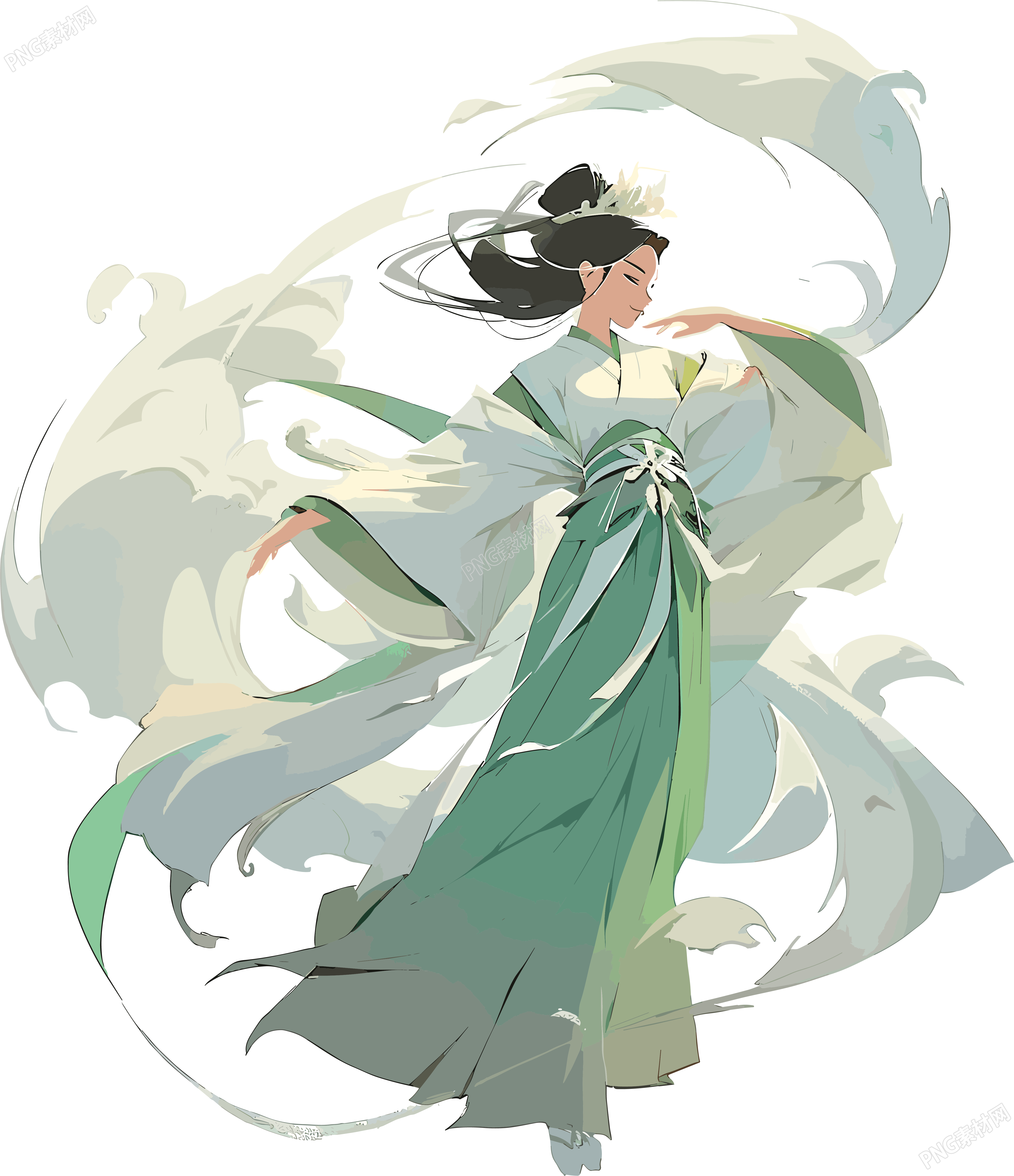 古风少女风格插画设计素材