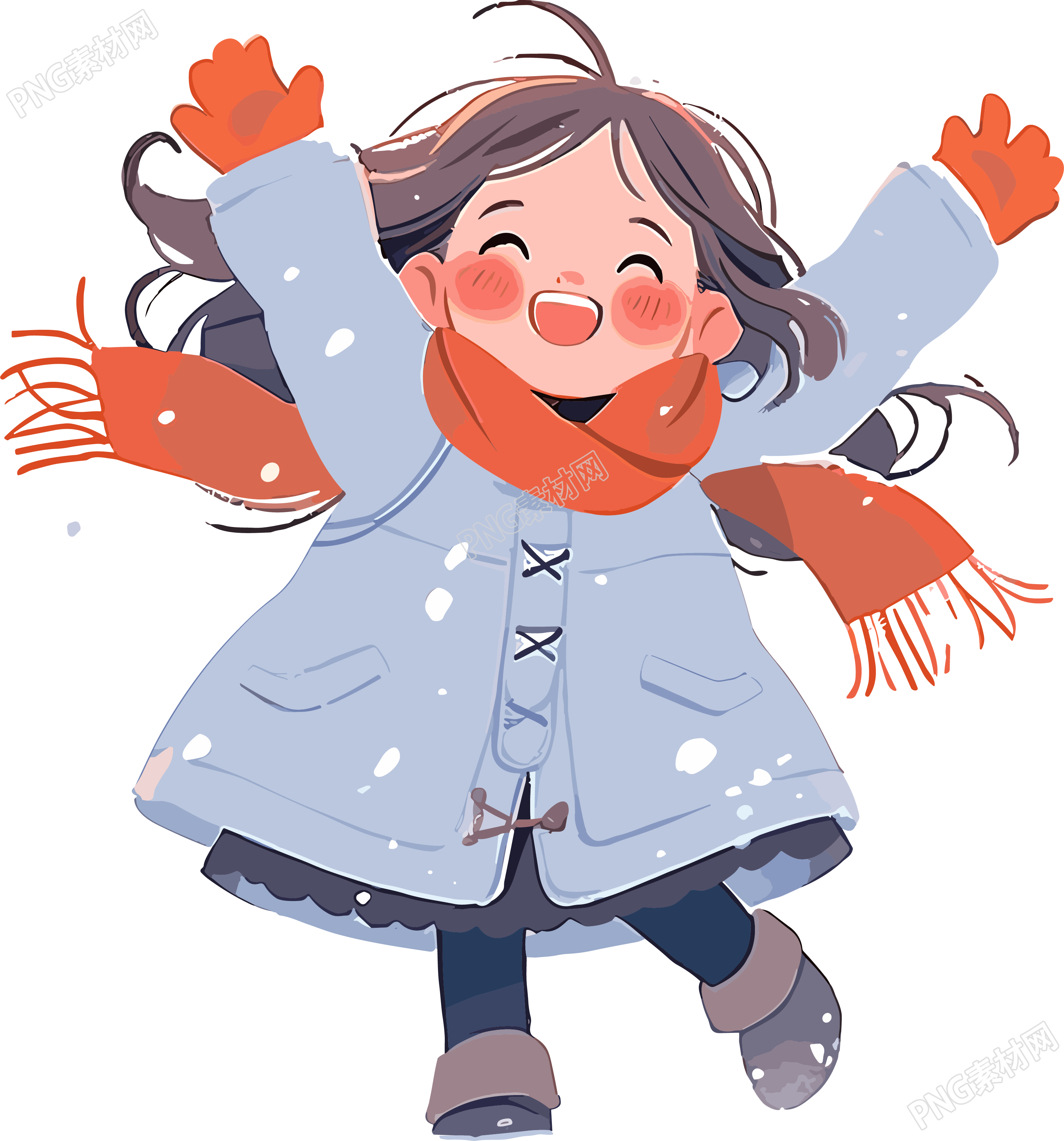 雪景小女孩PNG图形素材
