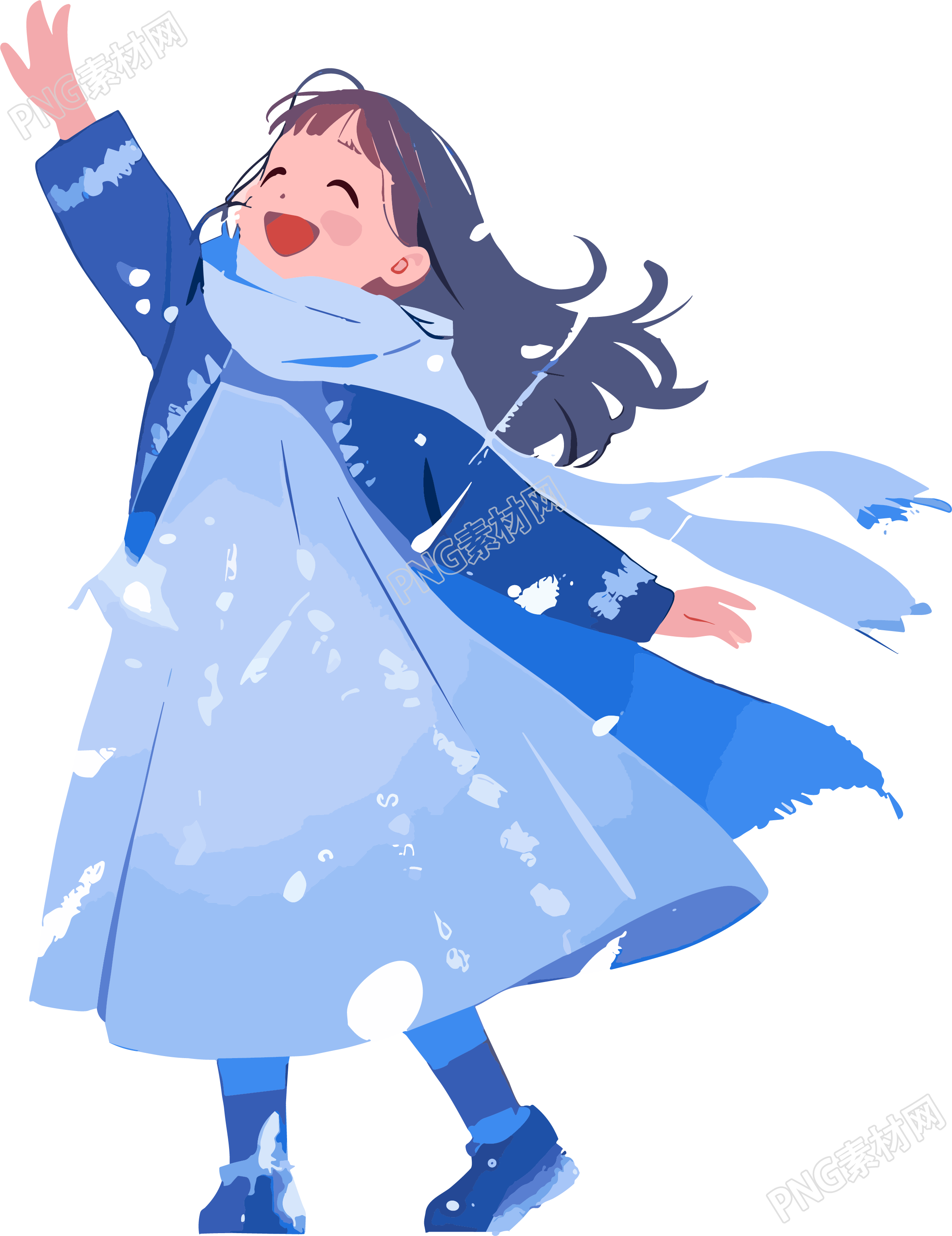 雪景小女孩快乐舞蹈素材