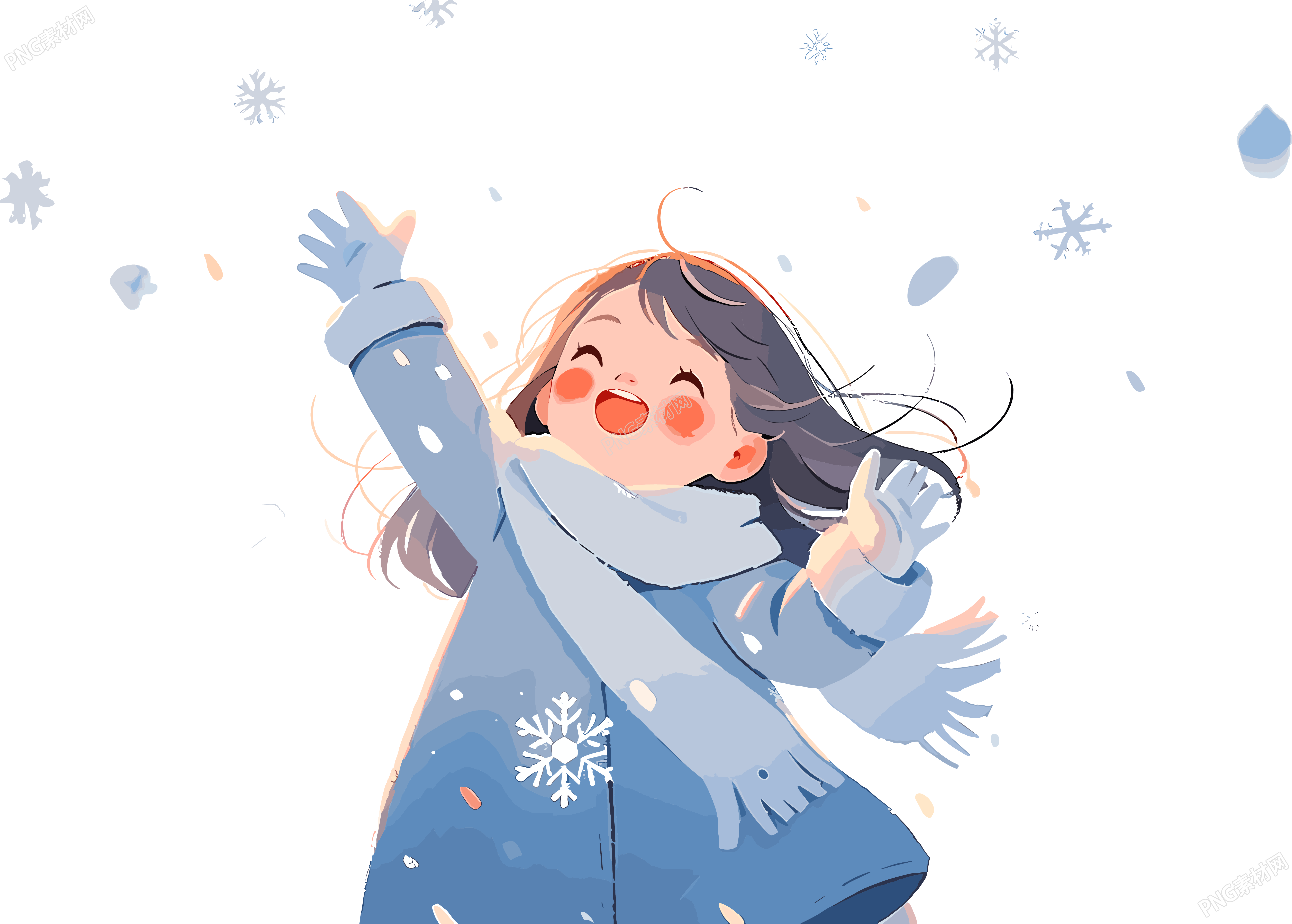 雪景小女孩可商用的创意设计元素