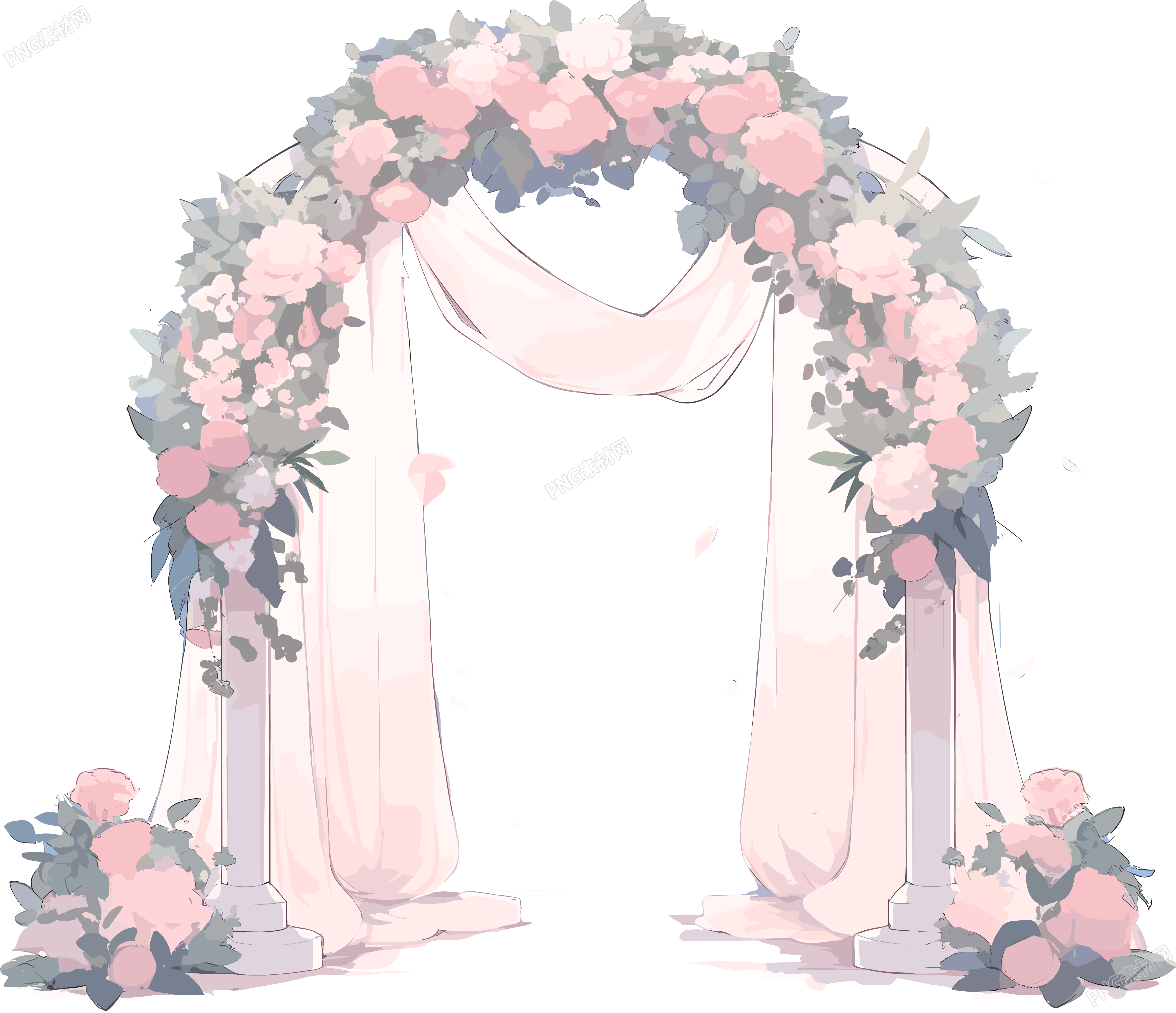 婚礼拱门浪漫唯美矢量插图