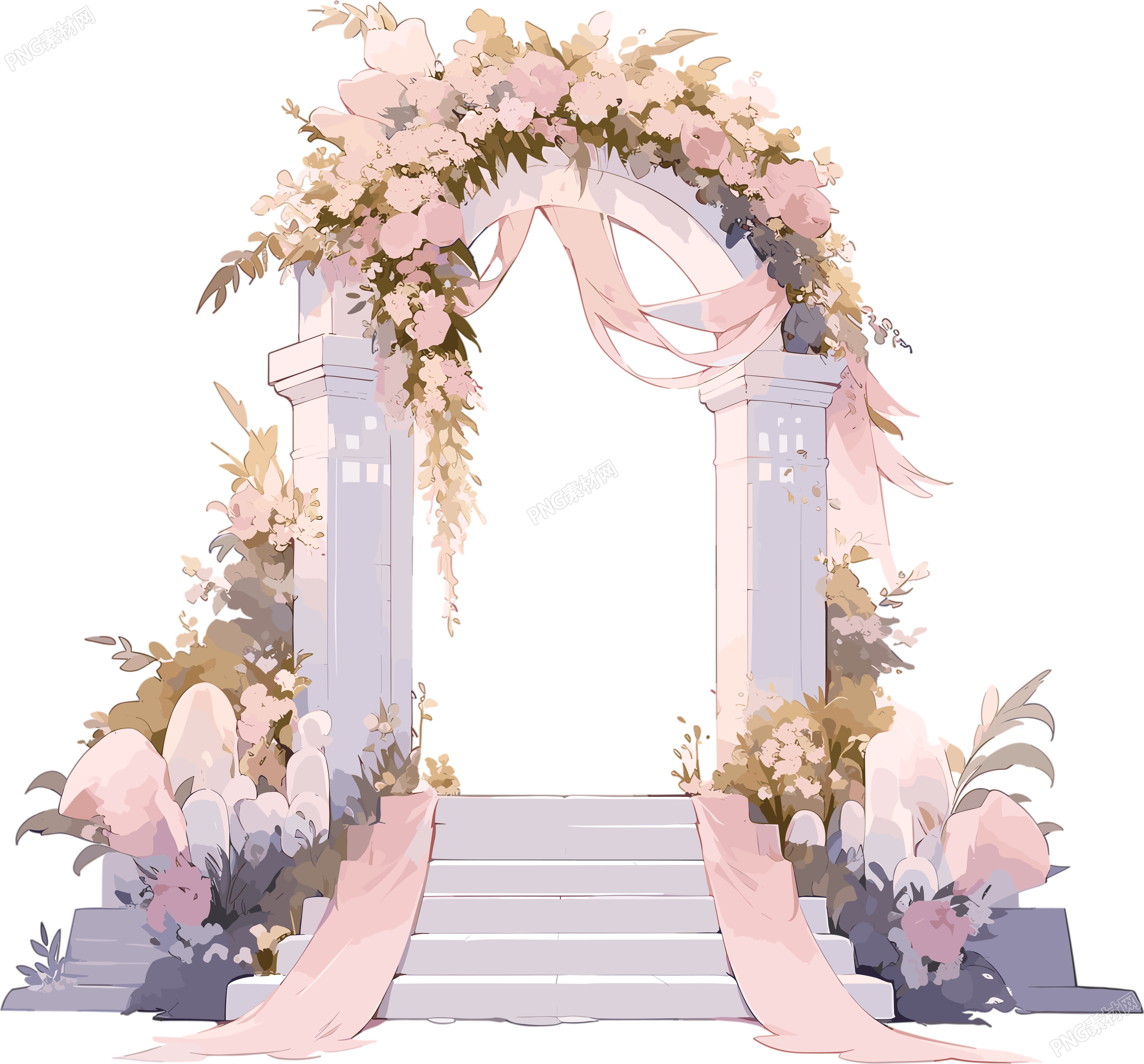 婚礼拱门唯美插画