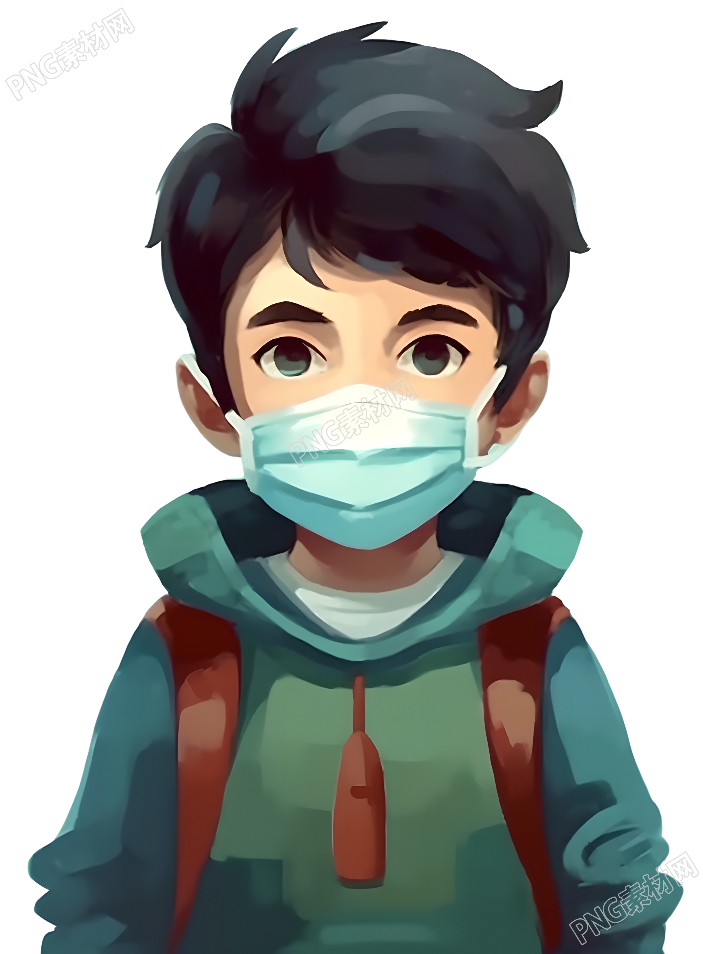 预防流感感冒的男人插画