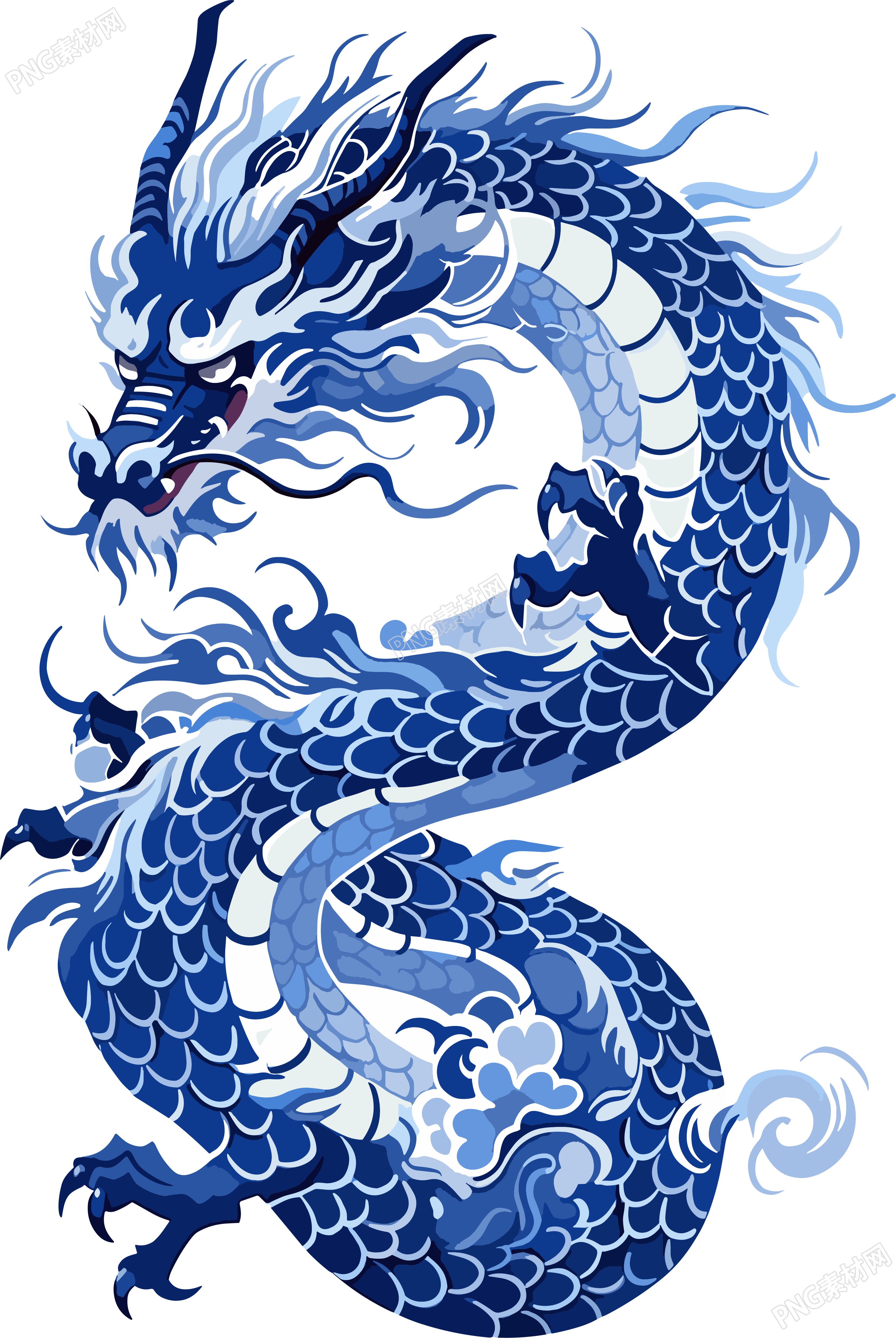 中国龙版画插画素材