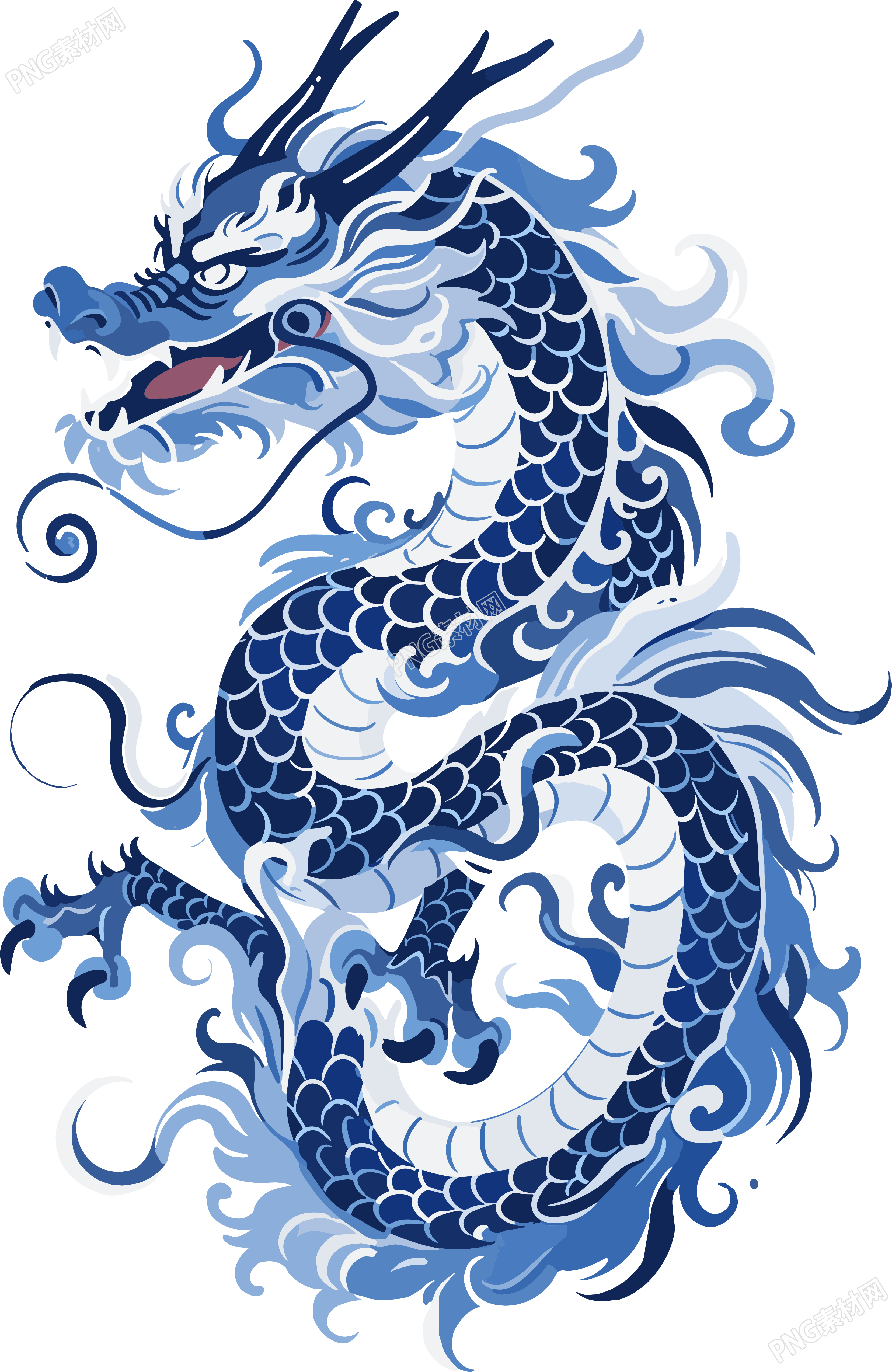 中国龙可商用扁平插画
