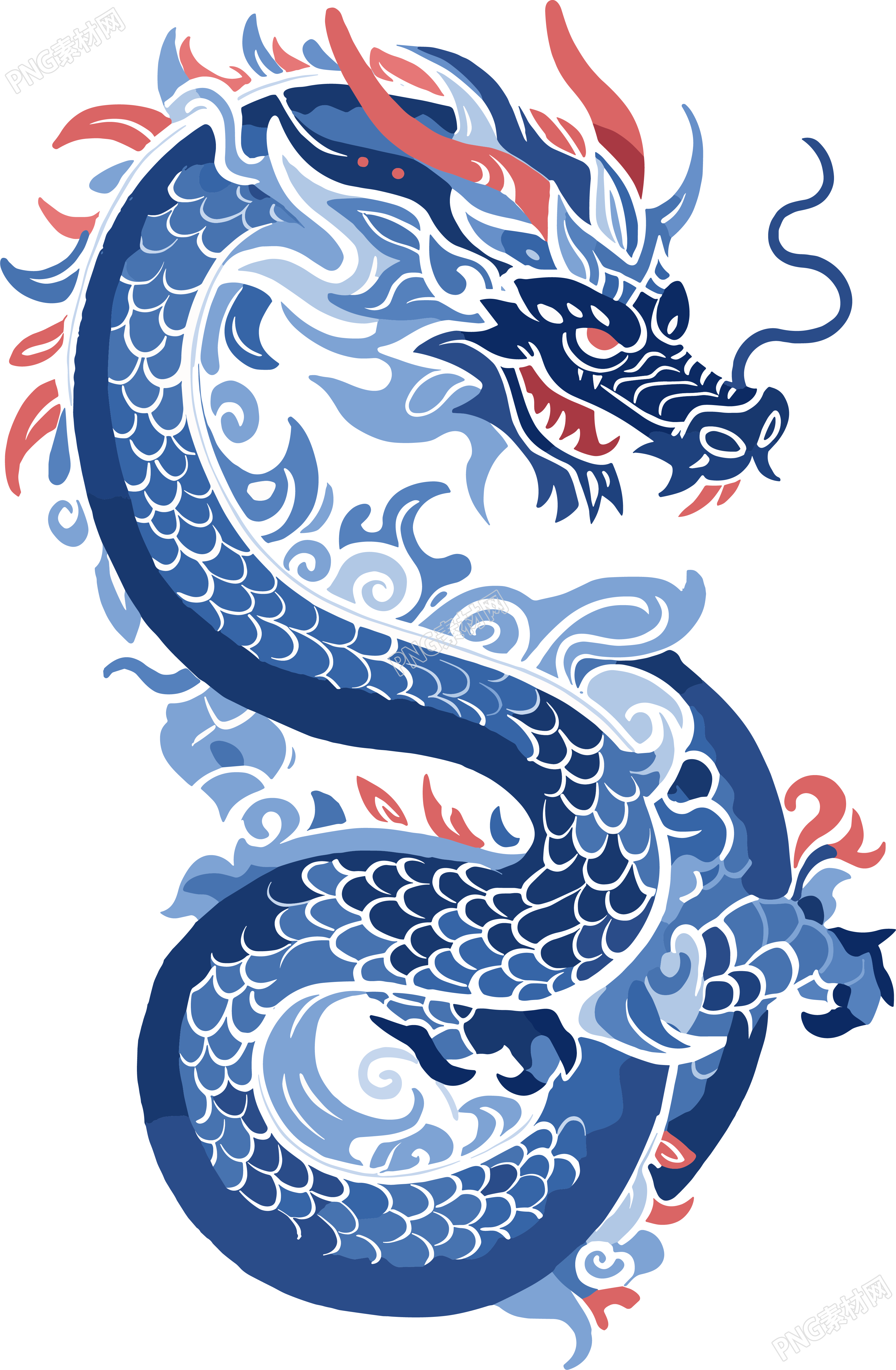 中国龙平面插画设计素材