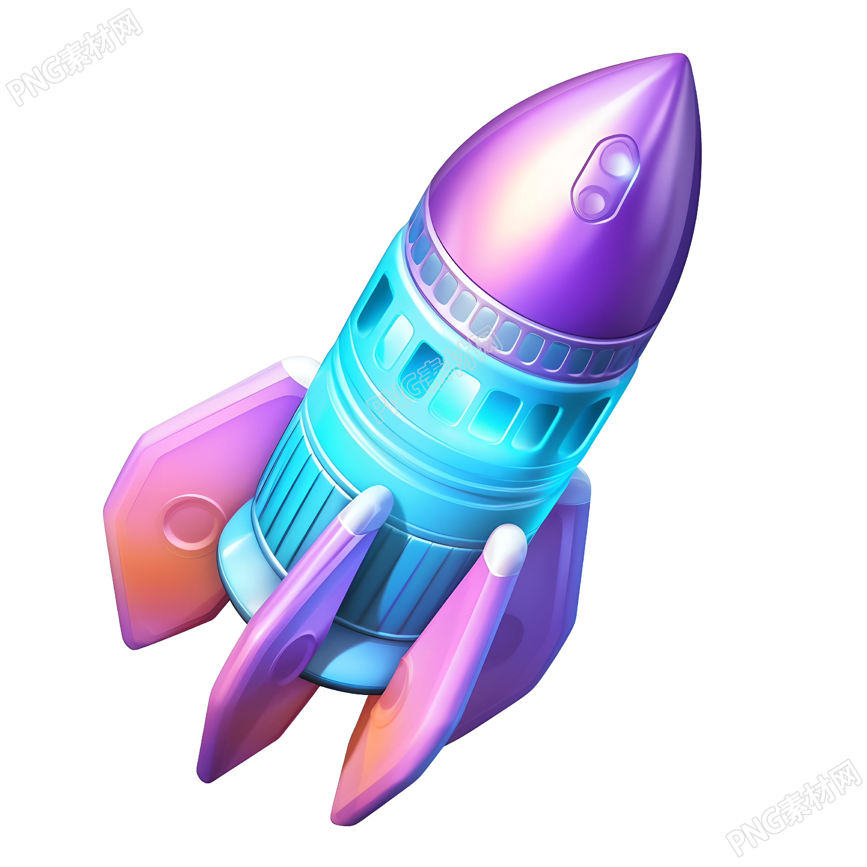 纯净梦幻火箭3D蓝紫渐变插图