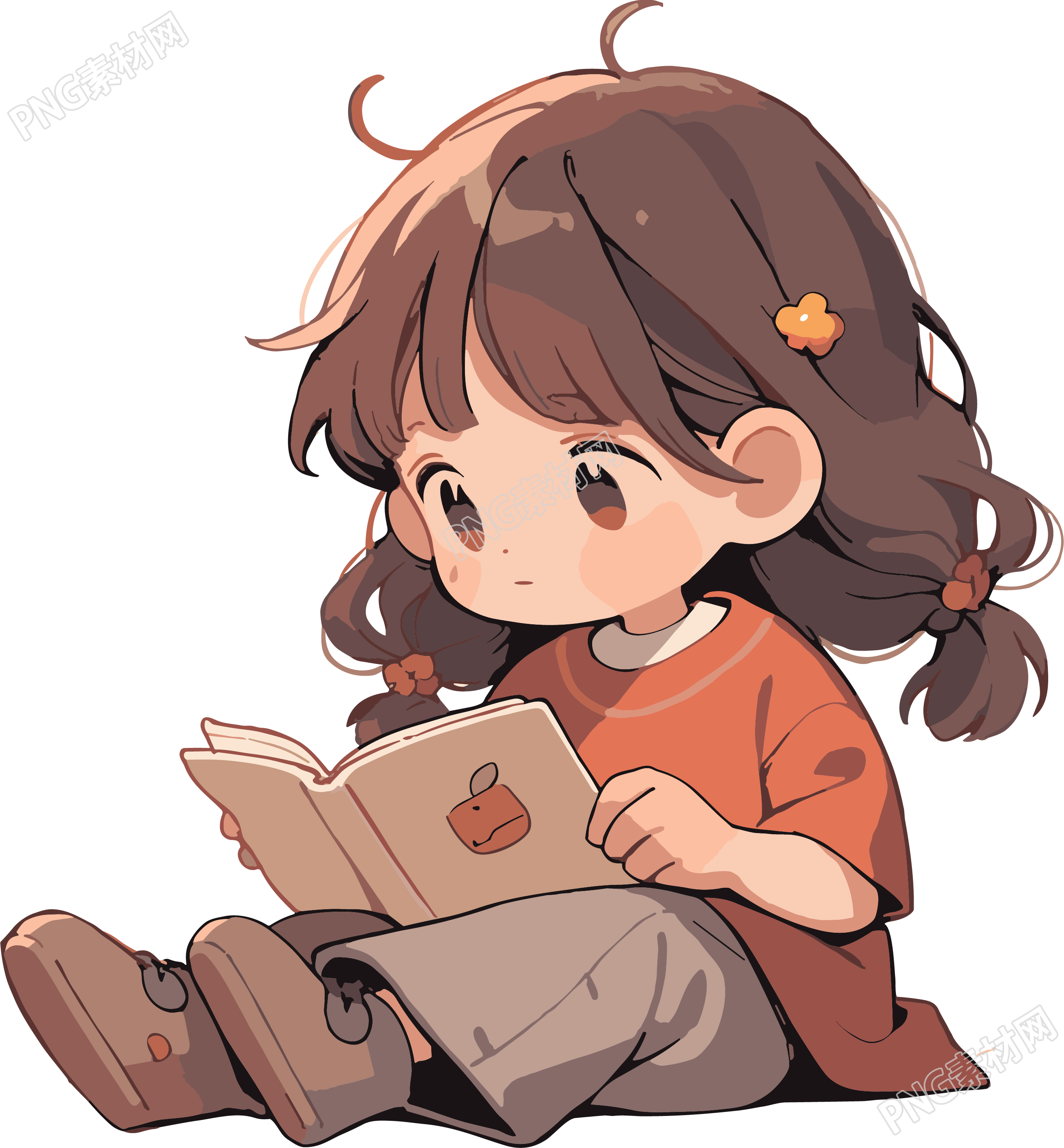 读书小女孩创意设计插画