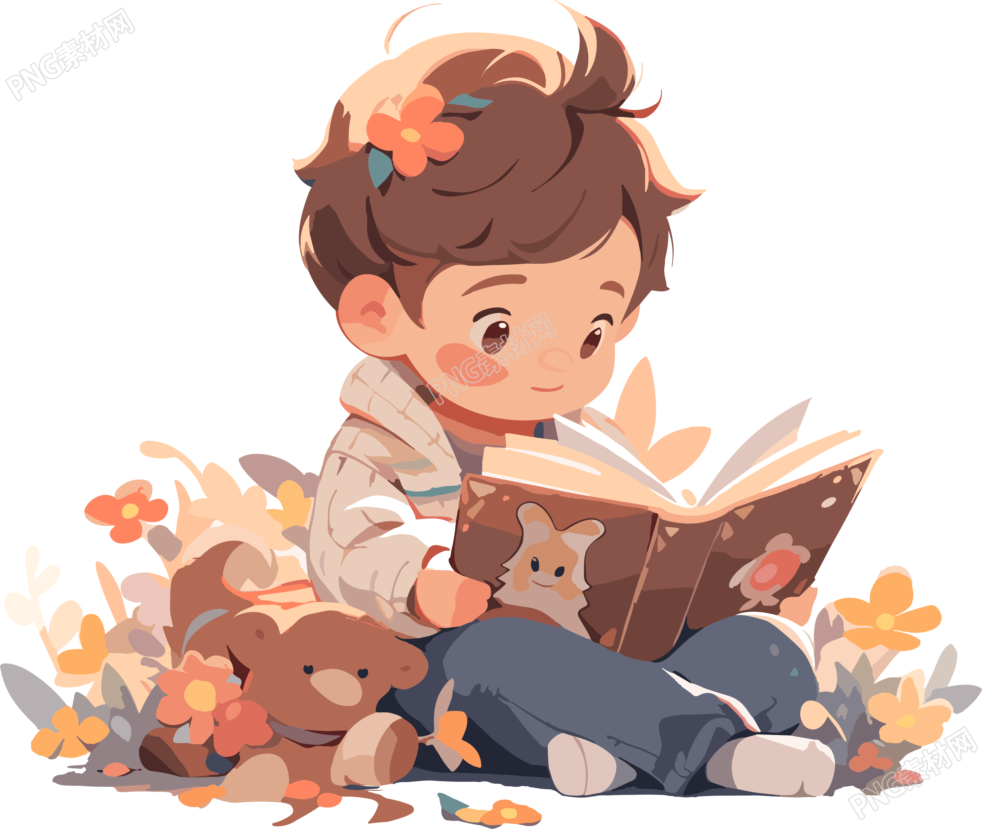 小男孩读书商业创作插图